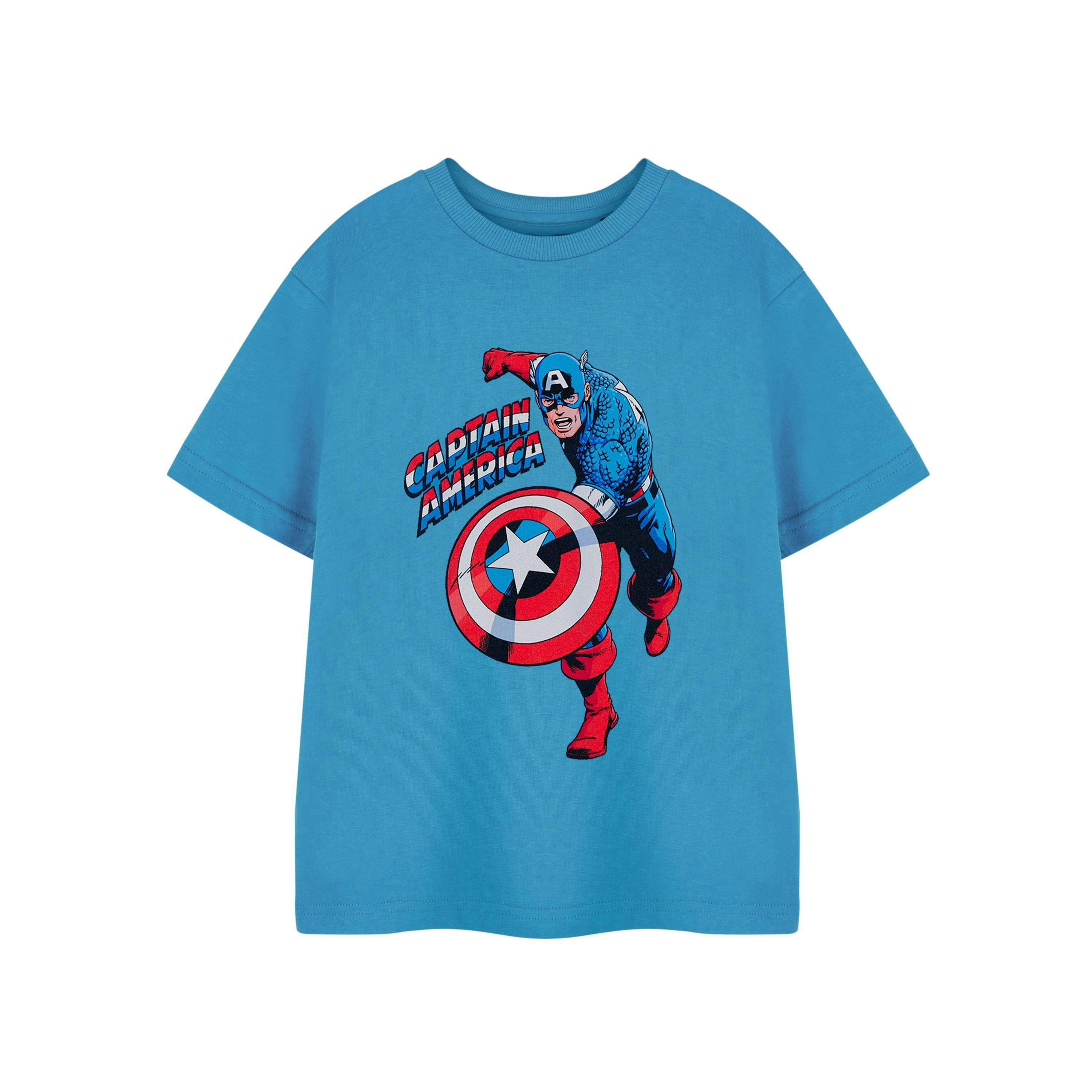 Marvel Boys Blue Captain America Short Sleeved T-Shirt by Vanilla Underground , view 1 of 4