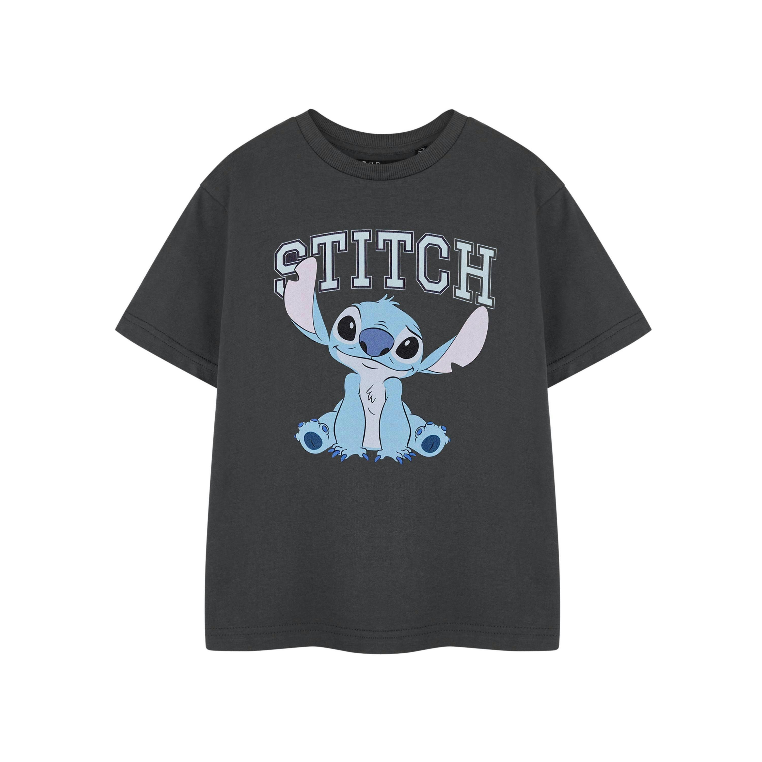 Disney Lilo & Stitch Girls Grey College Short Sleeved T-Shirt by Vanilla Underground , view 1 of 3