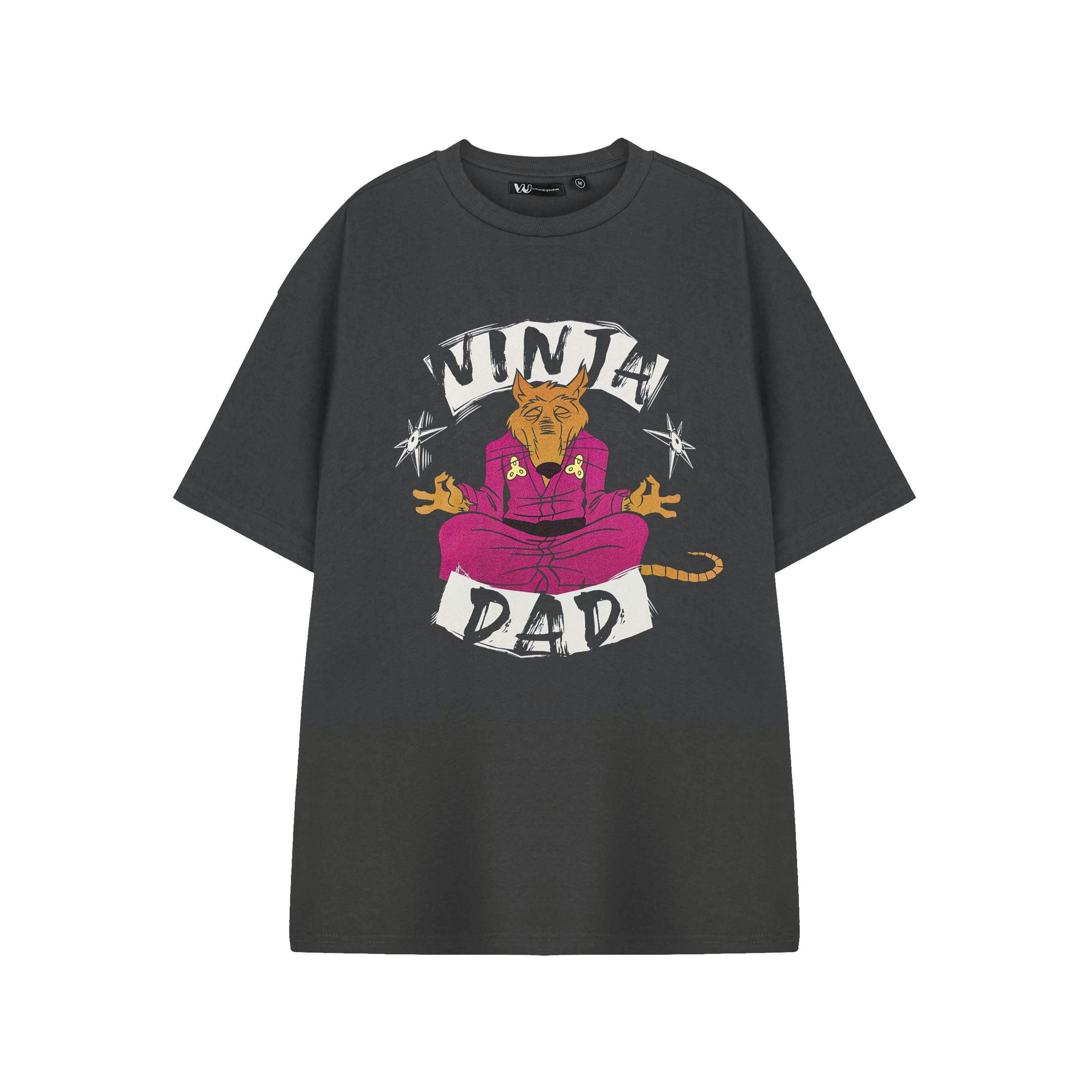 Teenage Mutant Ninja Turtles Mens Grey Ninja Dad Short Sleeved T-Shirt by Vanilla Underground , view 1 of 4