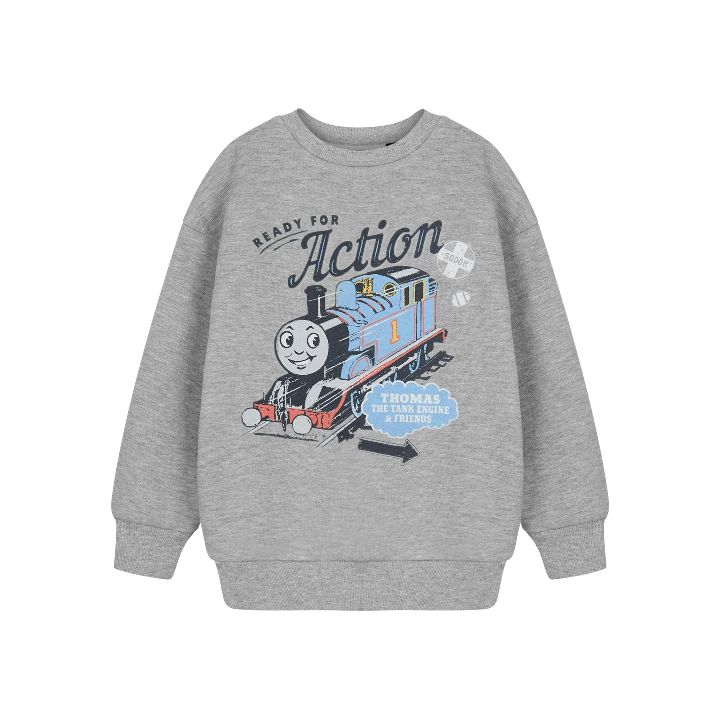 Thomas and Friends Boys Grey Ready For Action Sweatshirt by Vanilla Underground , view 1 of 3