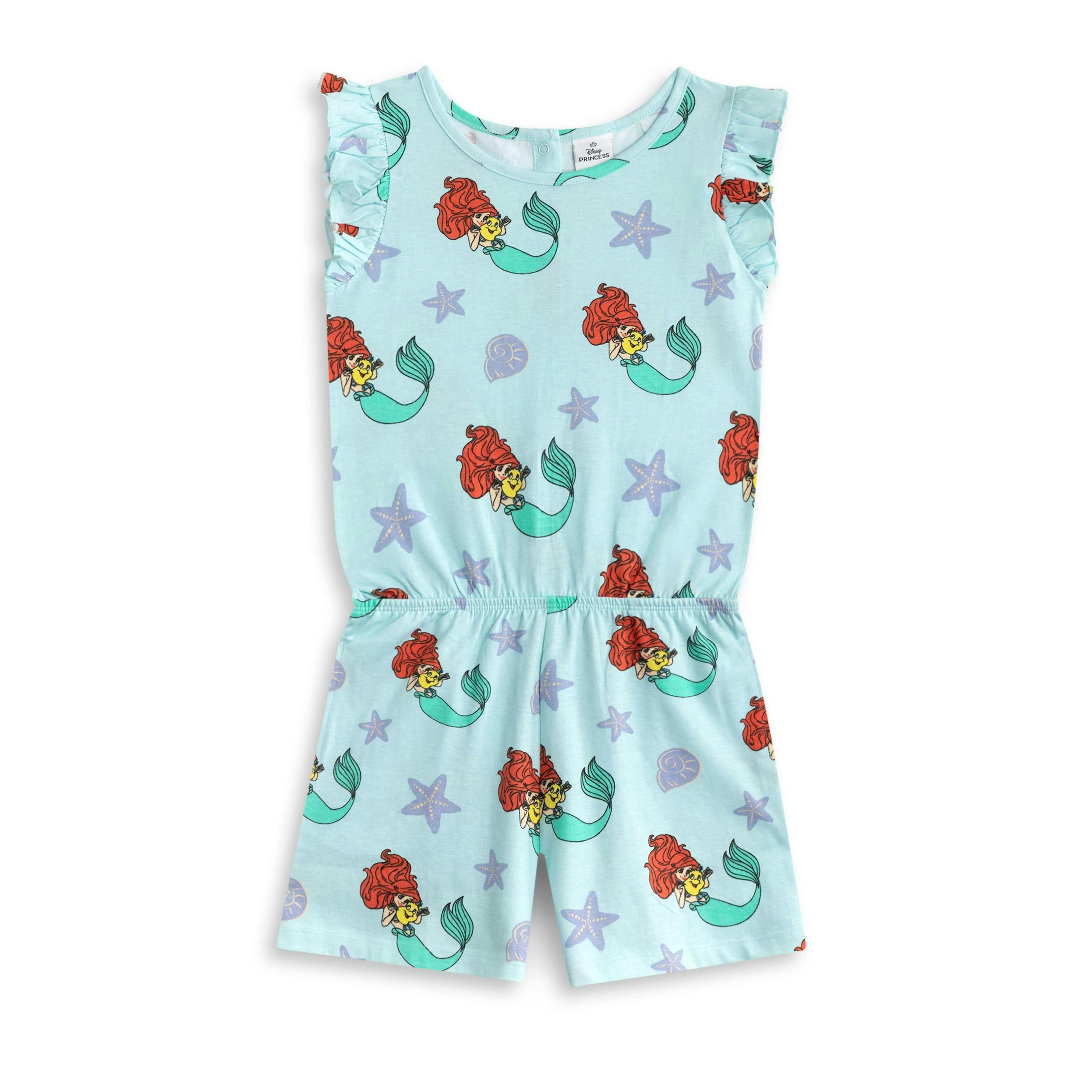 Disney The Little Mermaid Girls Blue Character AOP Sleeveless Playsuit by Vanilla Underground , view 1 of 6