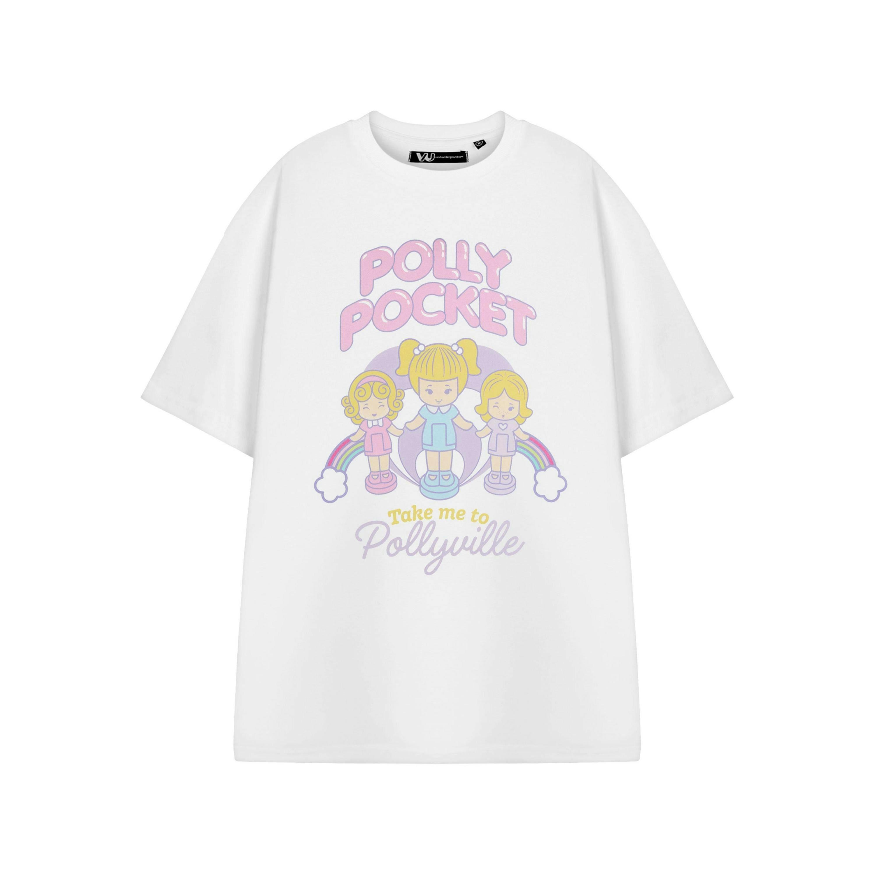 Polly Pocket Womens White Pollyville Short Sleeved T-Shirt by Vanilla Underground , view 1 of 3