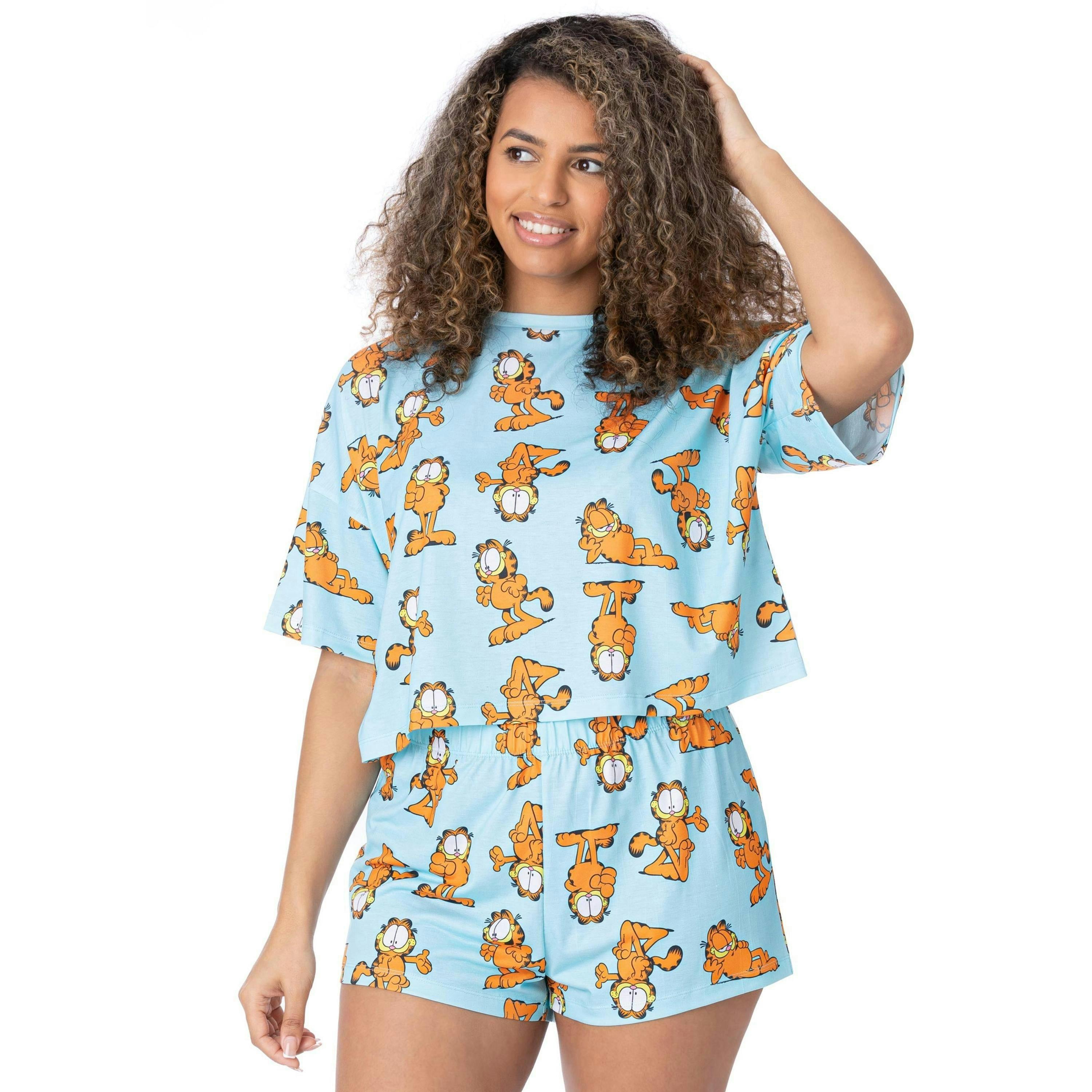 Garfield Womens Blue Garfield All-Over Print Short Sleeve Short Leg Pyjama Set by Vanilla Underground , view 1 of 6