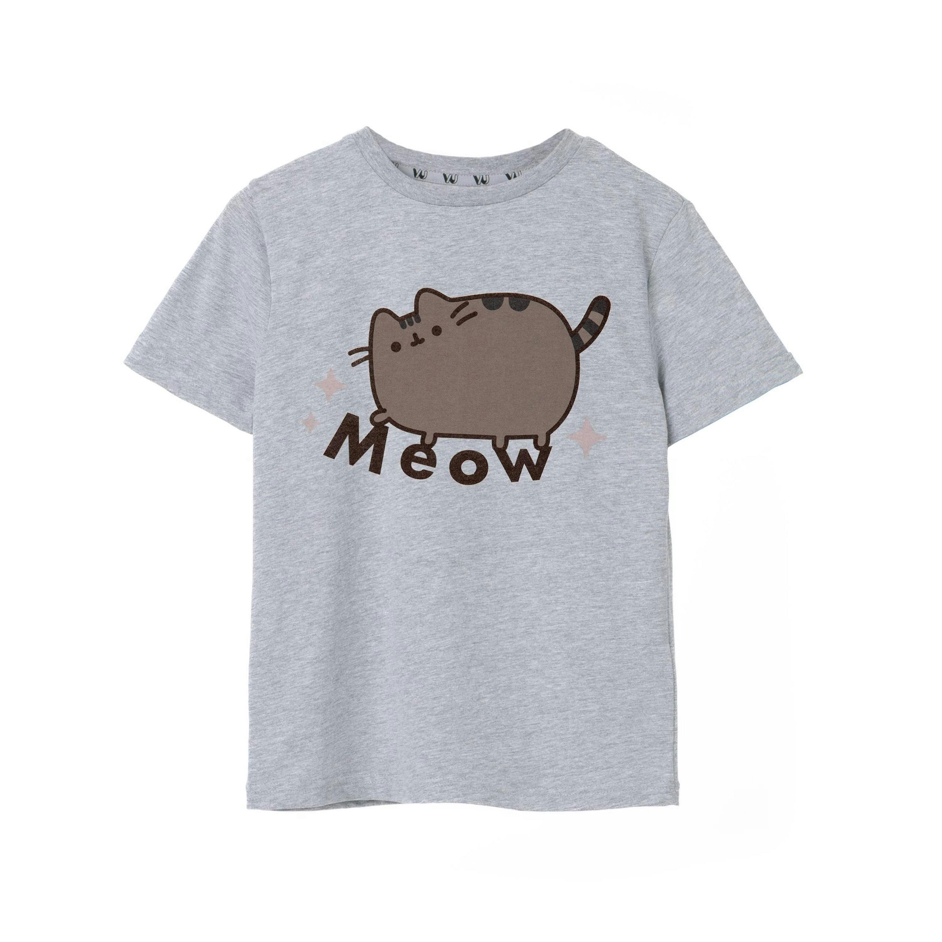 Pusheen Girls Grey Meow Short Sleeved T-Shirt by Vanilla Underground , view 1 of 6