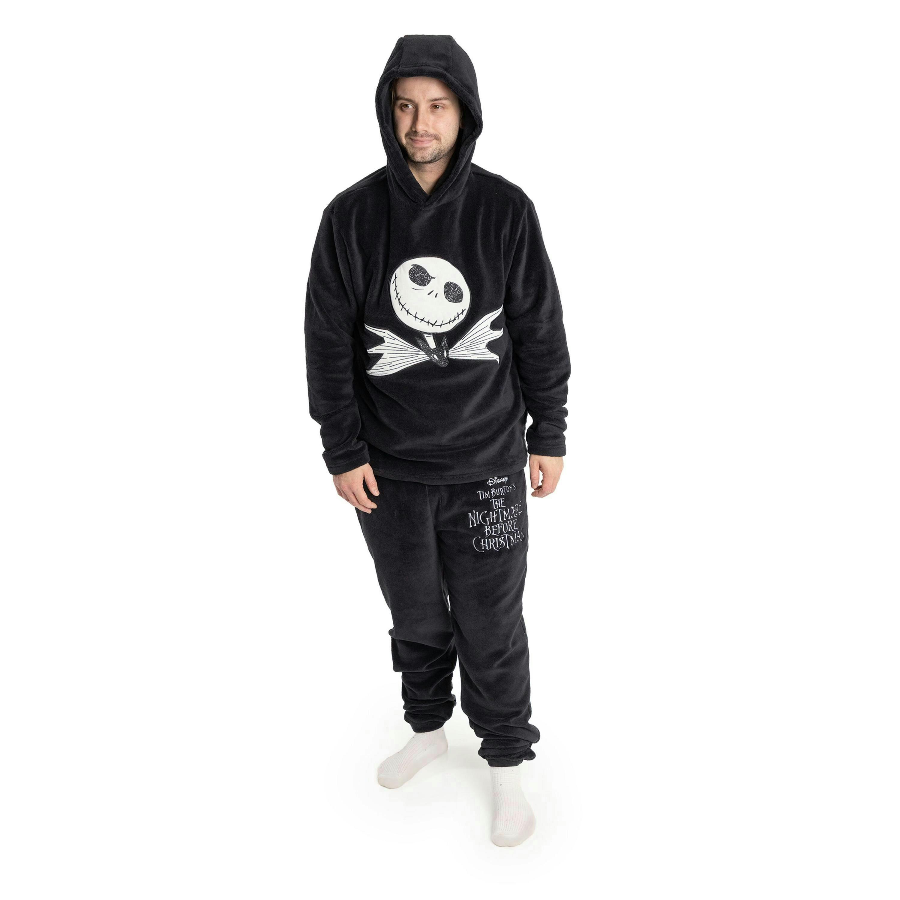 The Nightmare Before Christmas Mens Black Face Long Sleeve Long Leg Pyjama Set by Vanilla Underground , view 1 of 6