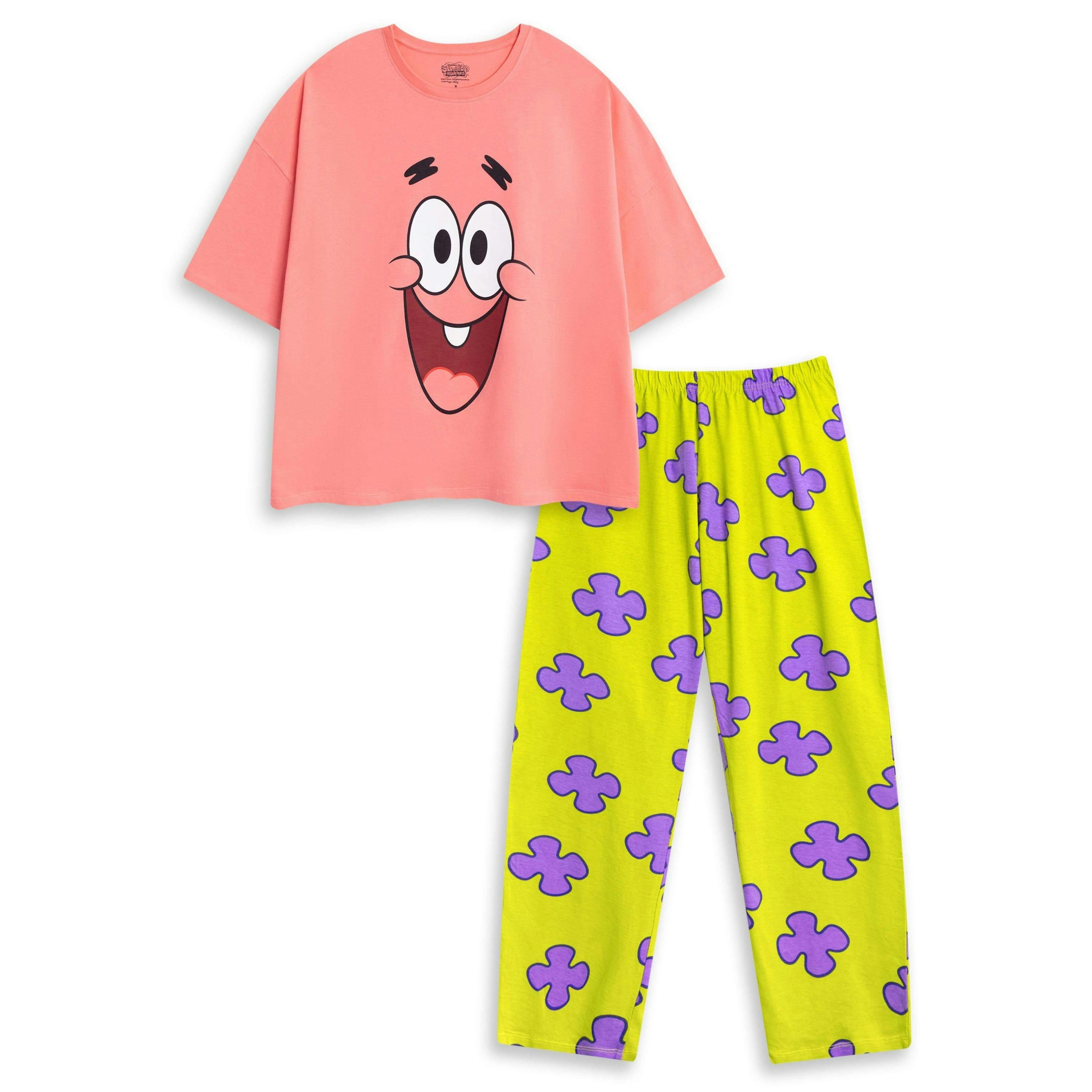 SpongeBob SquarePants Womens Pink Patrick Short Sleeve Long Leg Pyjama Set by Vanilla Underground , view 1 of 6