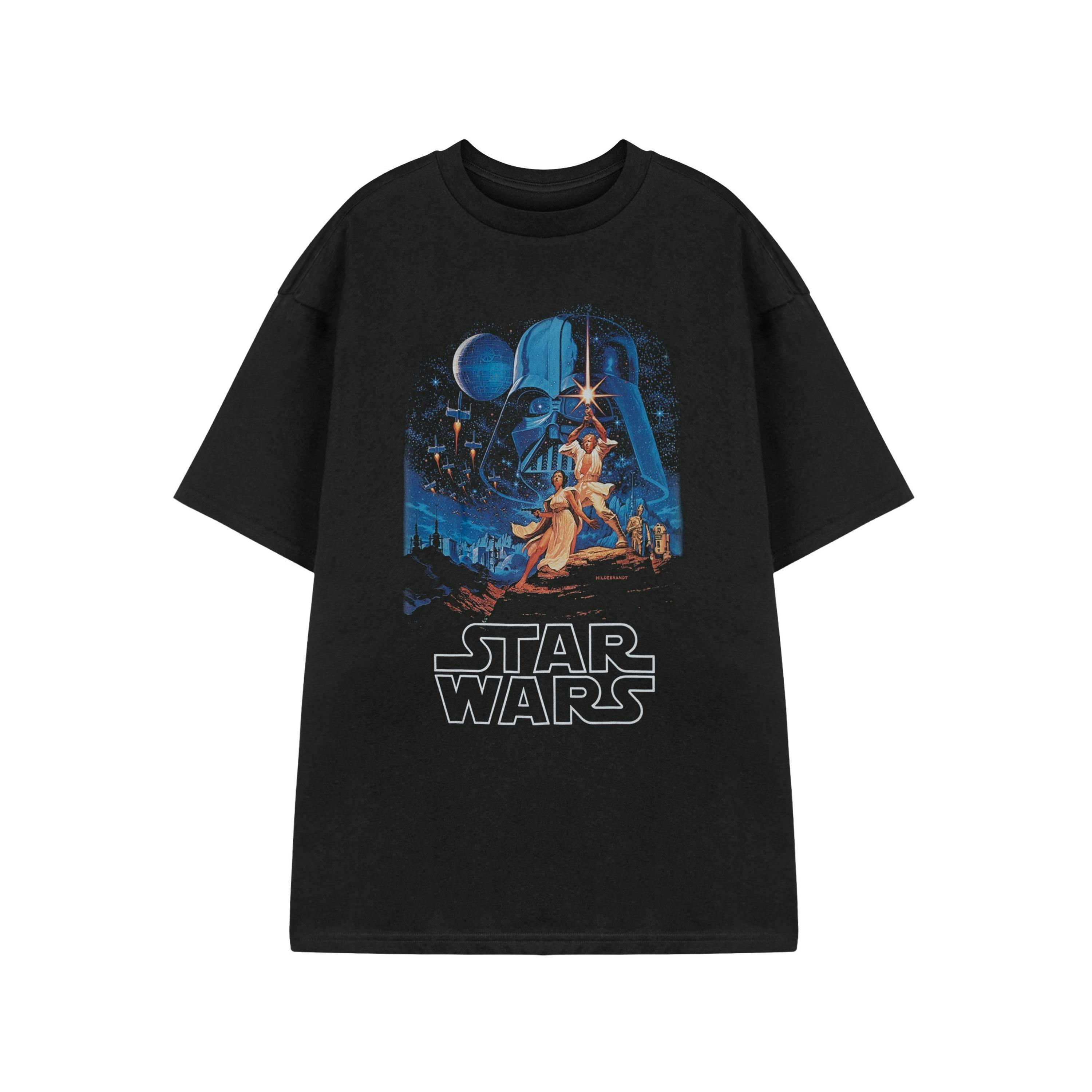 Star Wars Mens Black Vintage Short Sleeved T-Shirt by Vanilla Underground , view 1 of 3