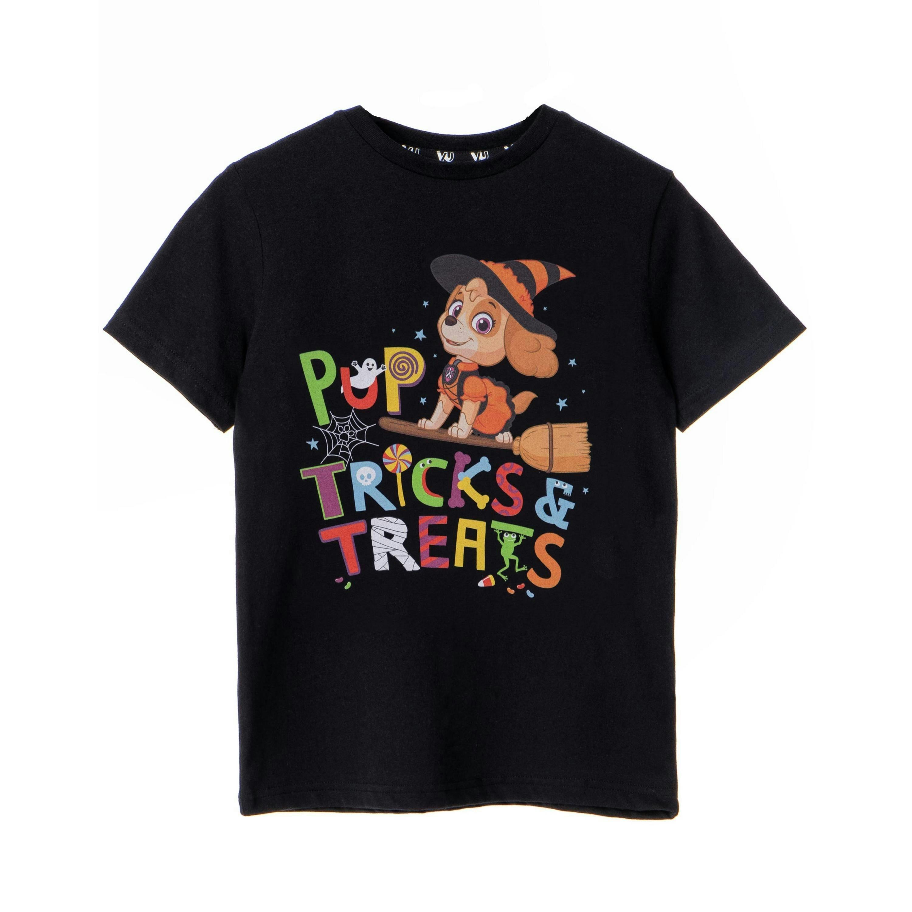 Paw Patrol Girls Black Trick Or Treats Short Sleeved T-Shirt by Vanilla Underground , view 1 of 6