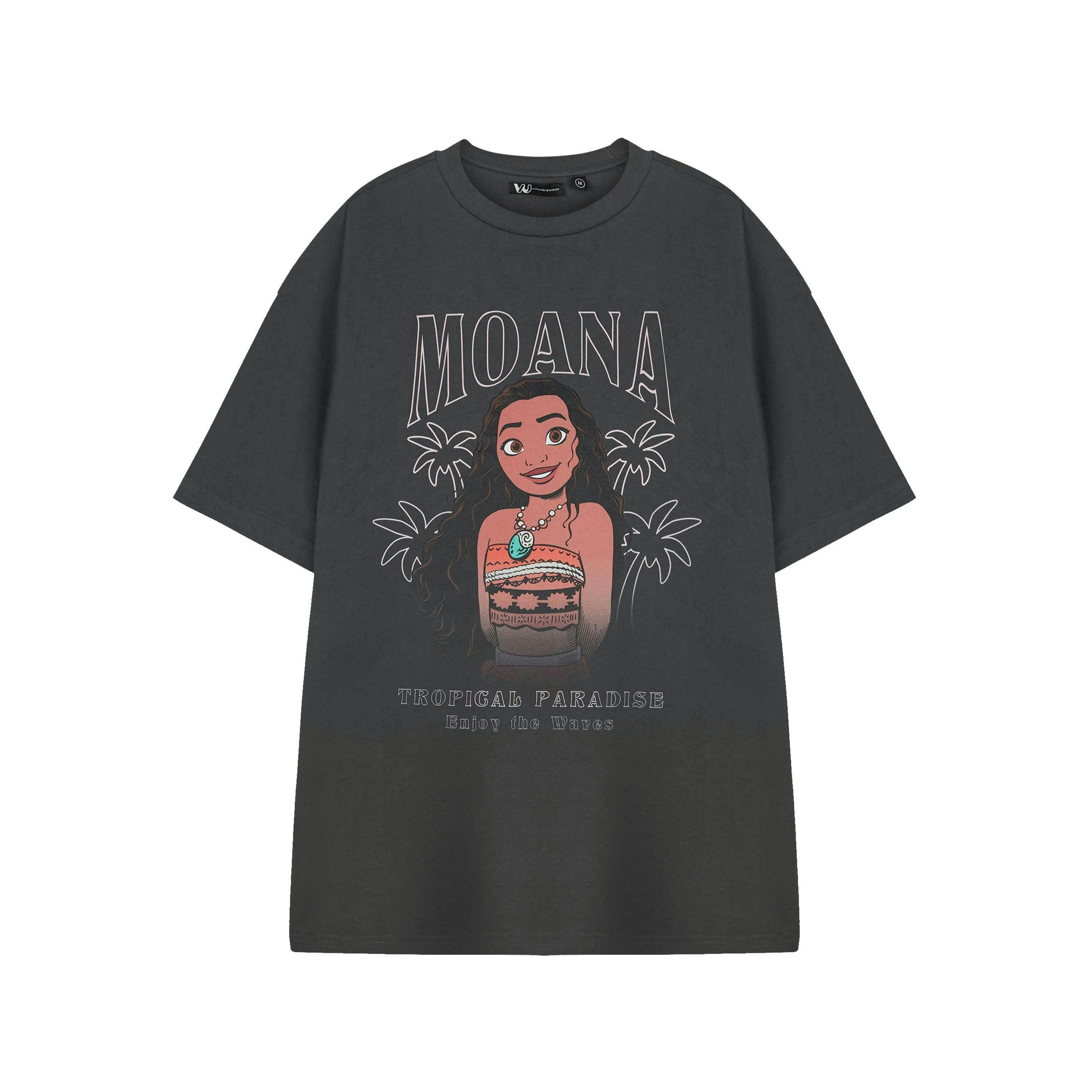 Disney Moana Womens Grey Tropical Short Sleeved T-Shirt by Vanilla Underground , view 1 of 3