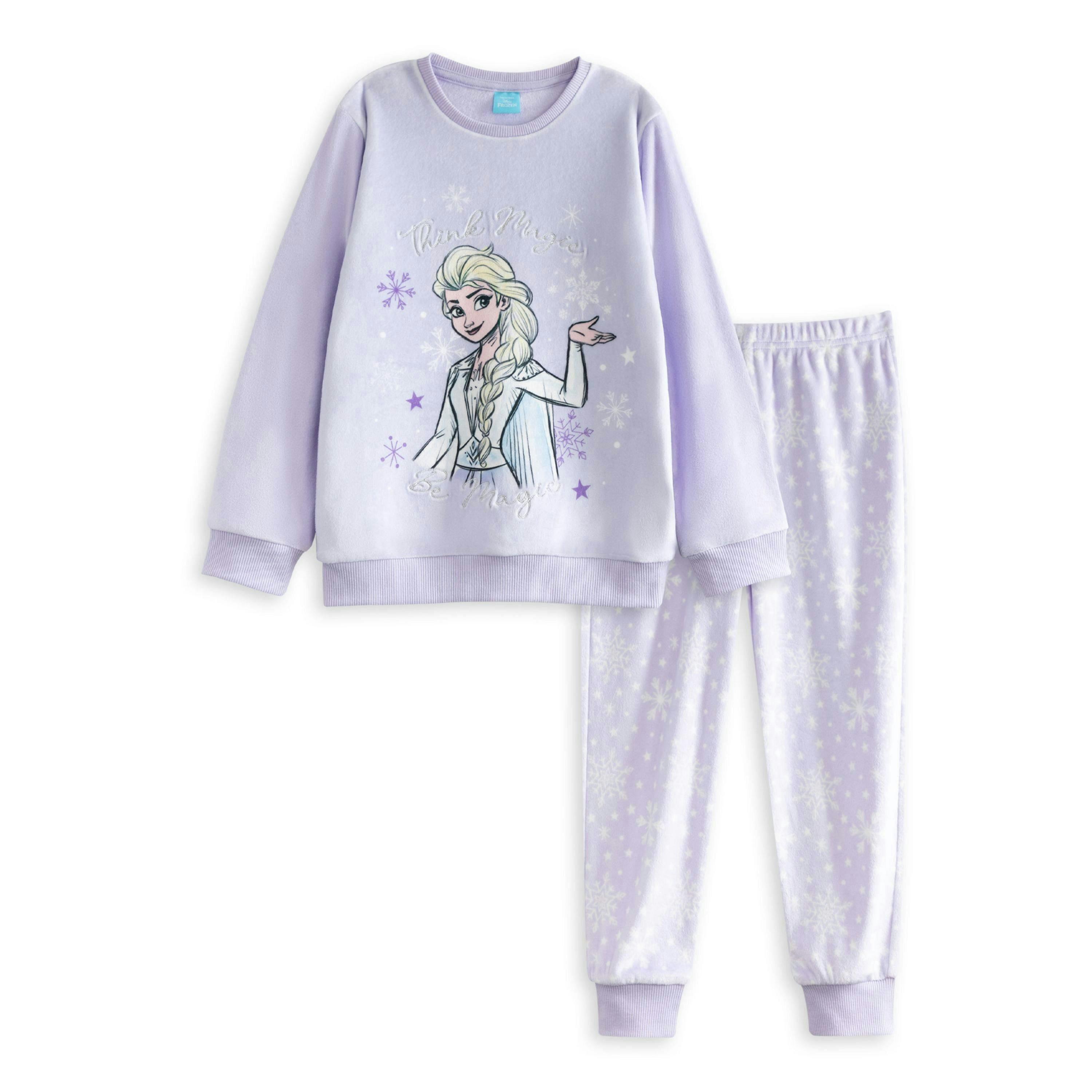Disney Frozen Girls Purple Elsa Long Sleeve Long Leg Pyjama Set by Vanilla Underground , view 1 of 6