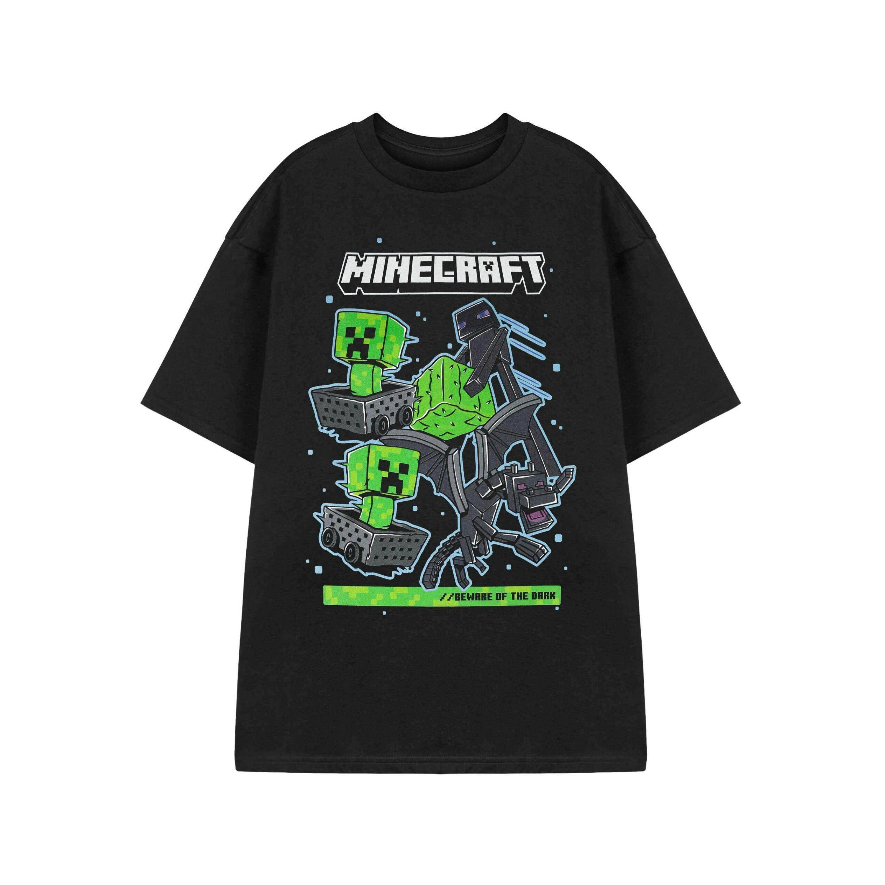 Minecraft Mens Black Beware Of The Dark Short Sleeved T-Shirt by Vanilla Underground , view 1 of 3