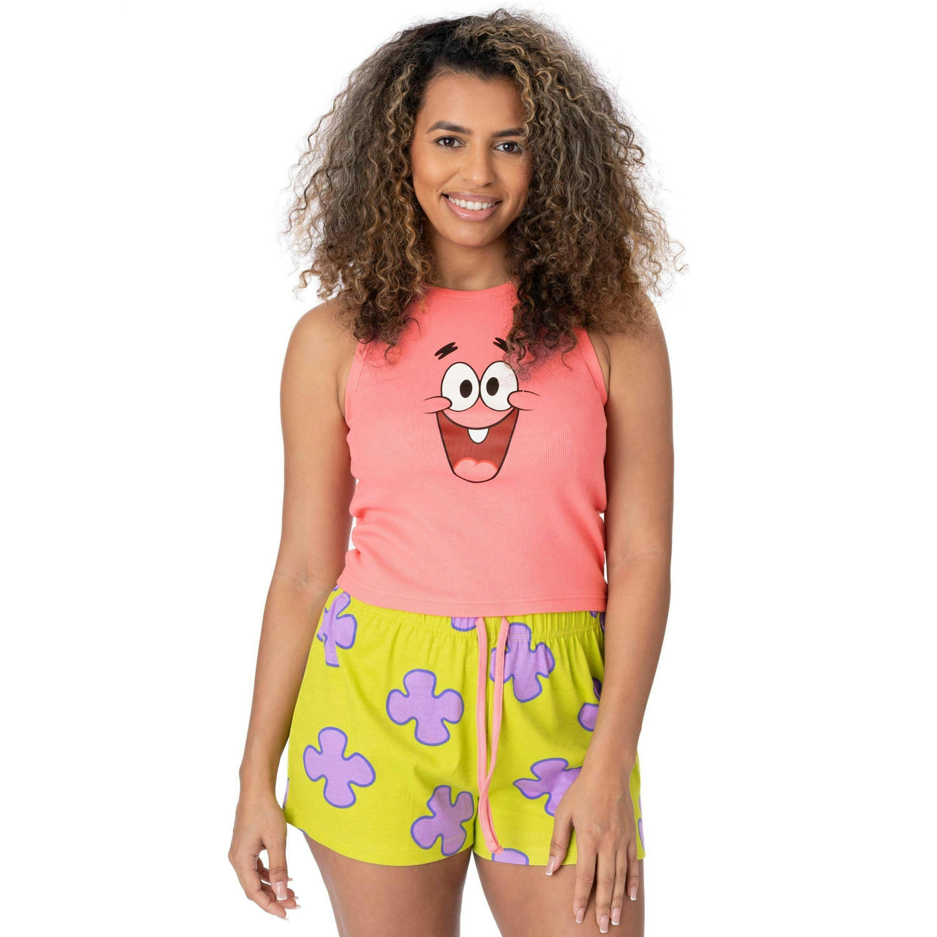 SpongeBob SquarePants Womens Pink Vest and Shorts Pyjama Set by Vanilla Underground , view 1 of 6