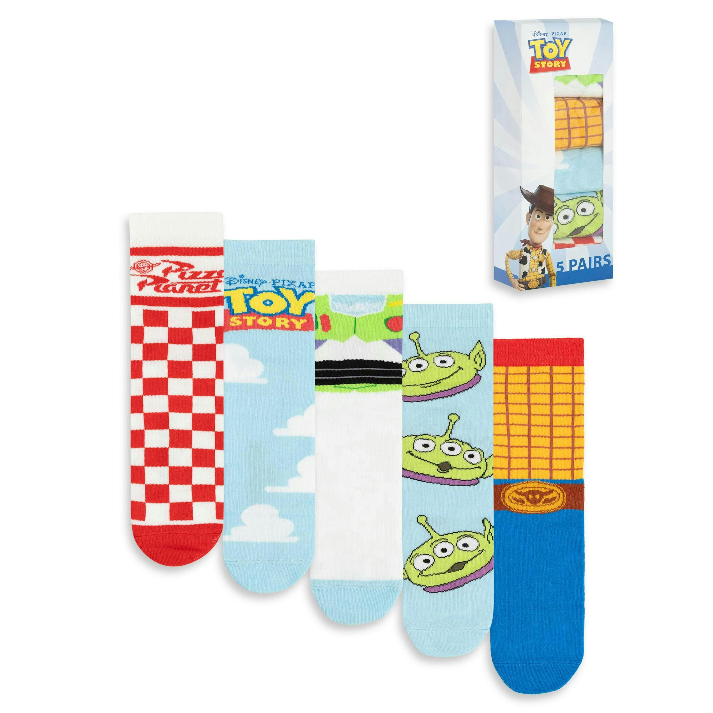 Disney Toy Story Unisex Multicoloured Multi Character Calf Socks Set of 5 by Vanilla Underground , view 1 of 6