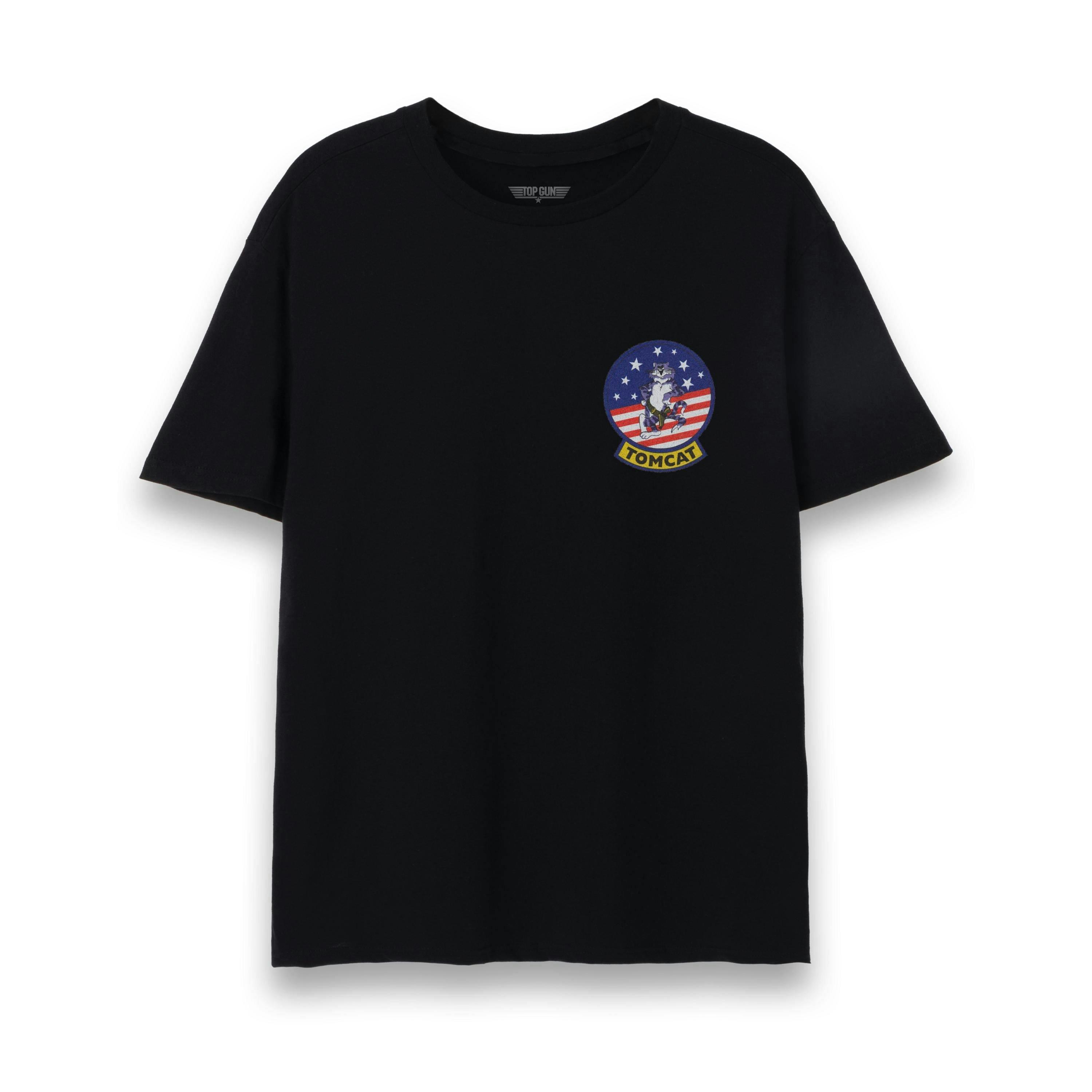 Top Gun Mens Black F-14 Fighter Jet Badge Short Sleeved T-Shirt by Vanilla Underground , view 1 of 4