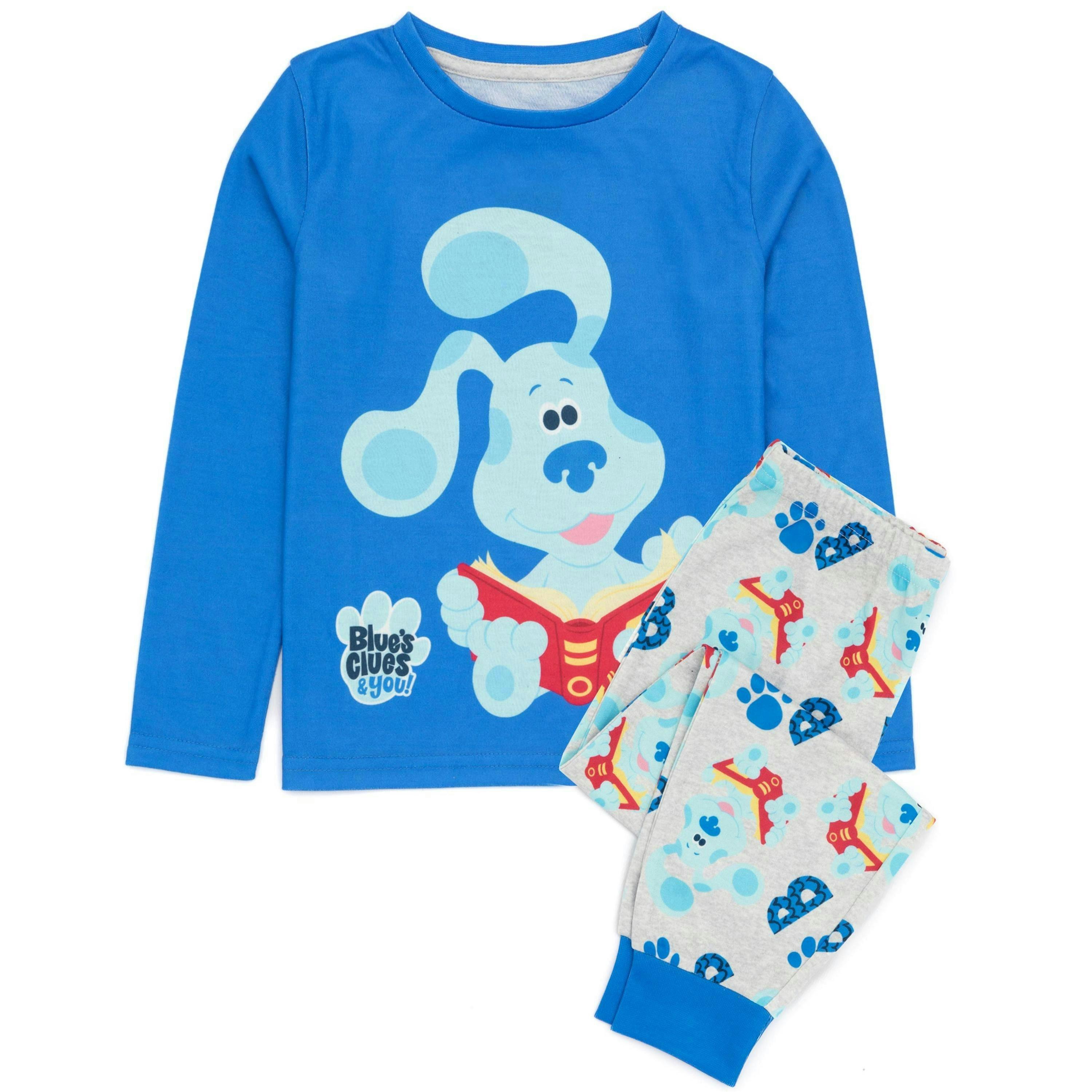 Blue's Clues & You! Boys Blue Blue Placement Print Top & All-Over Print Bottoms Long Sleeve Long Leg Pyjama Set [dis] by Vanilla Underground , view 1 of 4
