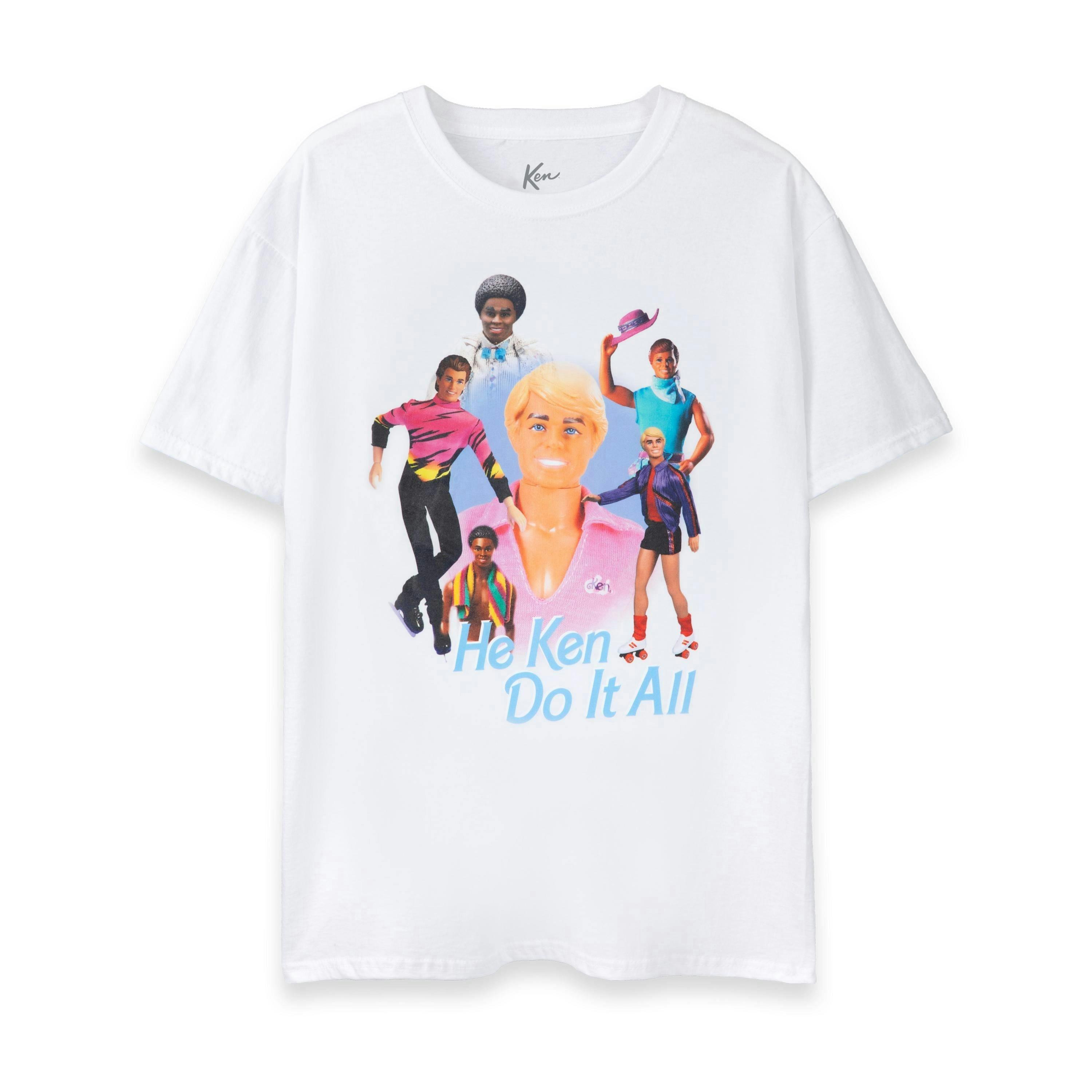 Barbie Mens White He Ken Do It All Short Sleeved T-Shirt by Vanilla Underground , view 1 of 4