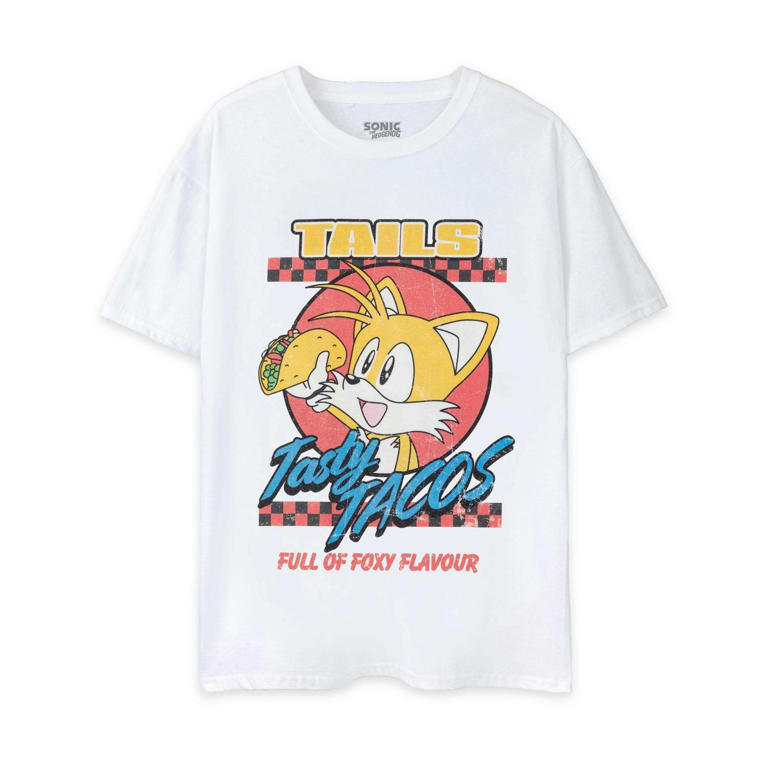 Sonic the Hedgehog Unisex White Tasty Tacos Short Sleeved T-Shirt by Vanilla Underground , view 1 of 6
