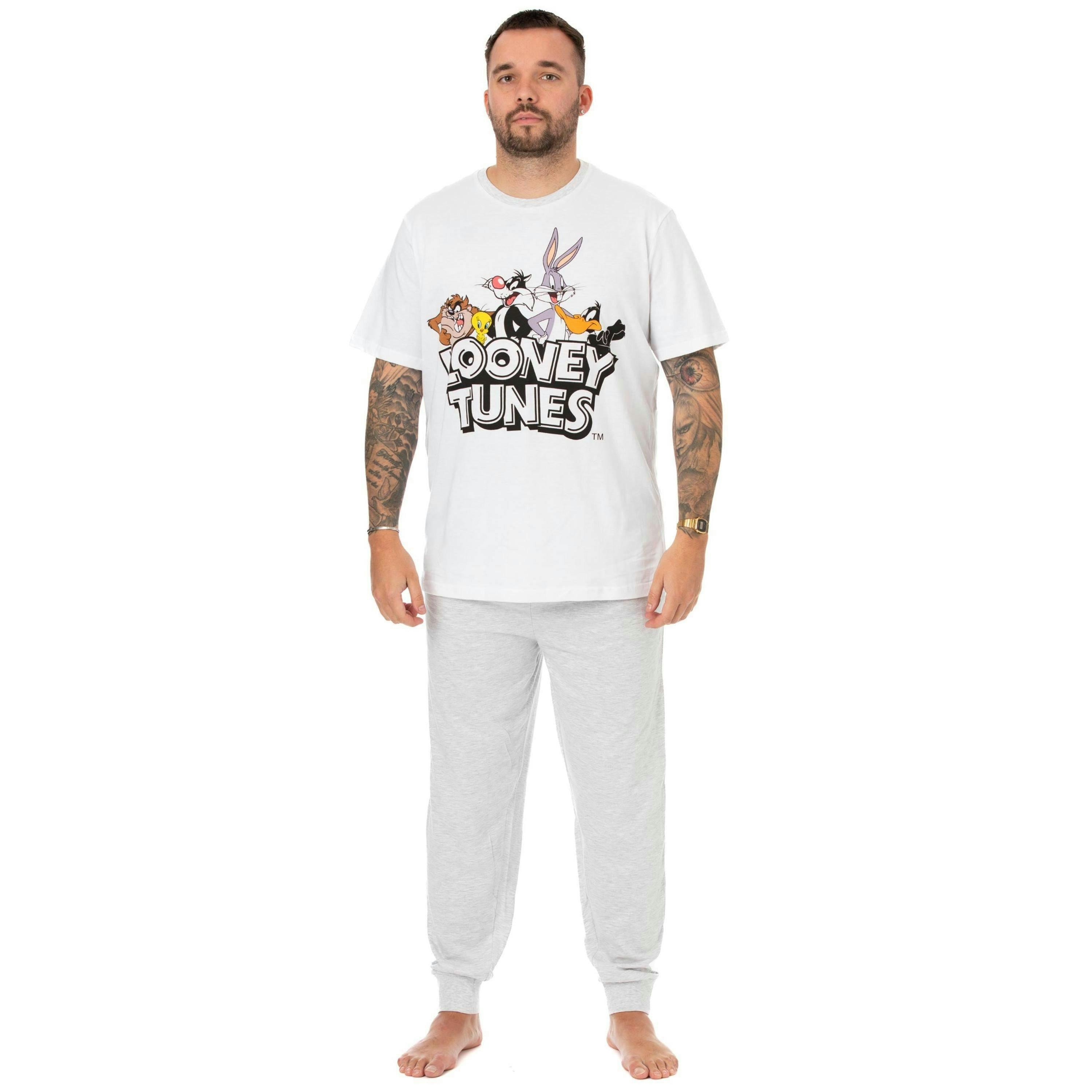 Looney Tunes Mens White Short Sleeve Long Leg Pyjama Set by Vanilla Underground , view 1 of 6