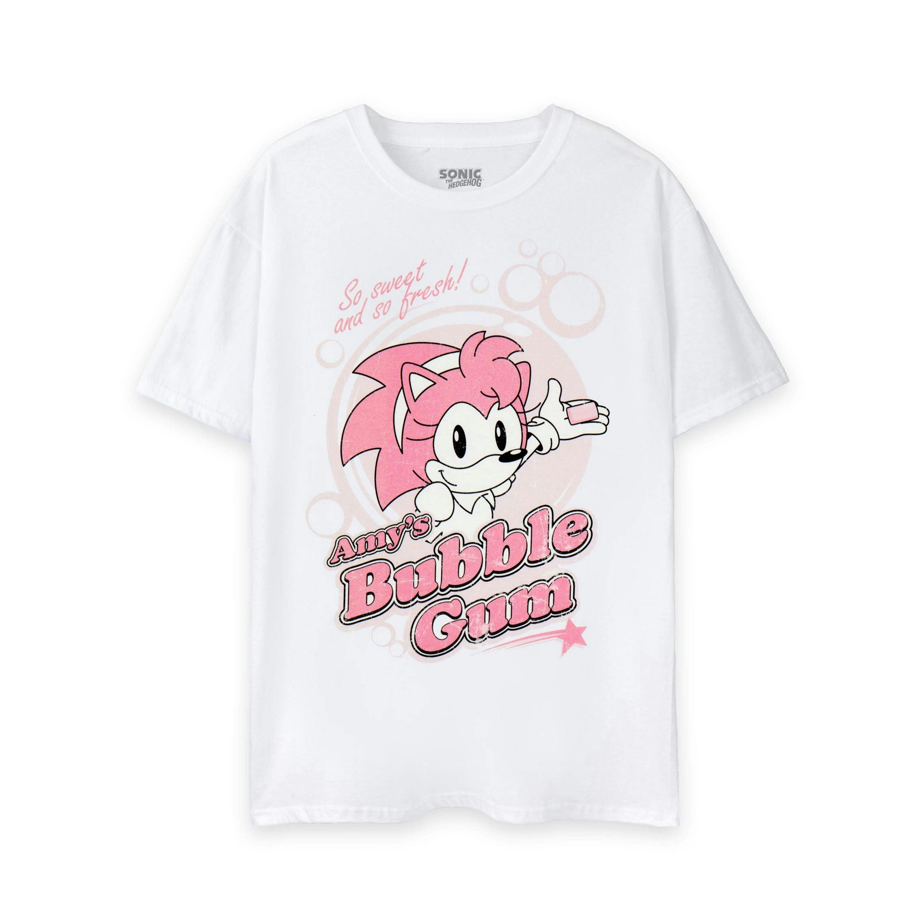 Sonic the Hedgehog Womens White Amy's Bubblegum Short Sleeved T-Shirt by Vanilla Underground , view 1 of 6
