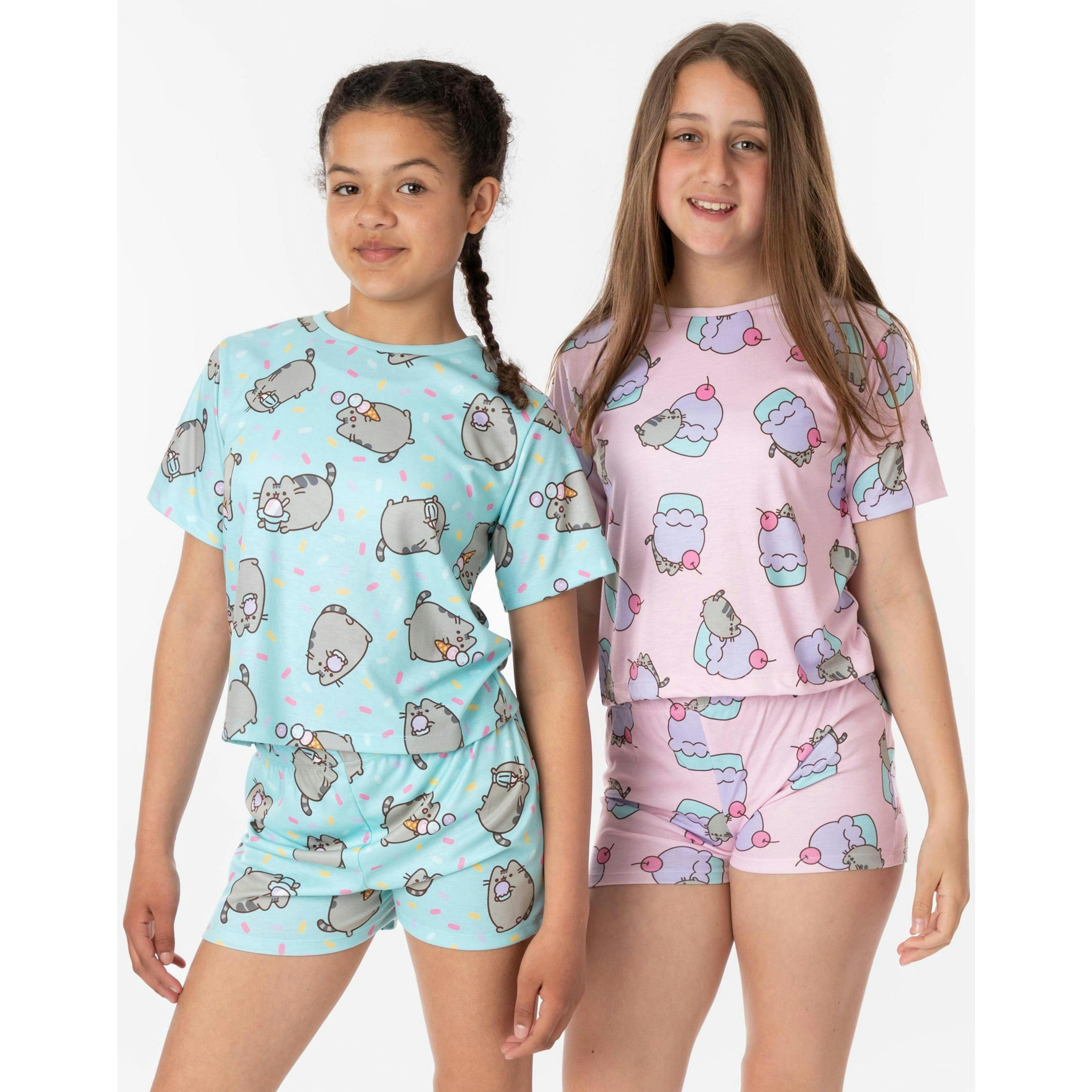 Pusheen Girls Multicoloured Character All Over Short Sleeve Short Leg Pyjama Set by Vanilla Underground , view 1 of 6