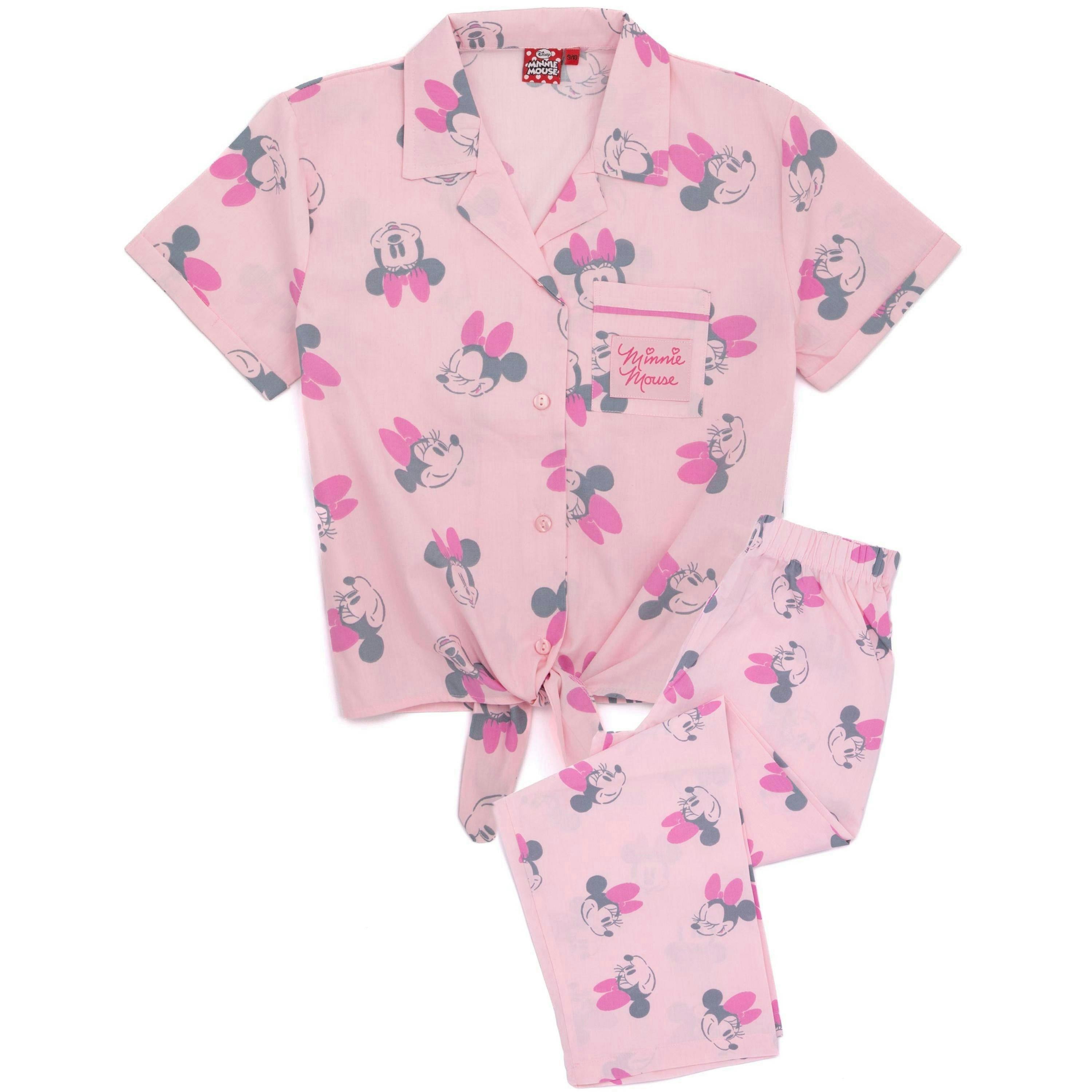 Disney Girls Pink Minnie Mouse Short Sleeve Long Leg Pyjama Set by Vanilla Underground , view 1 of 6
