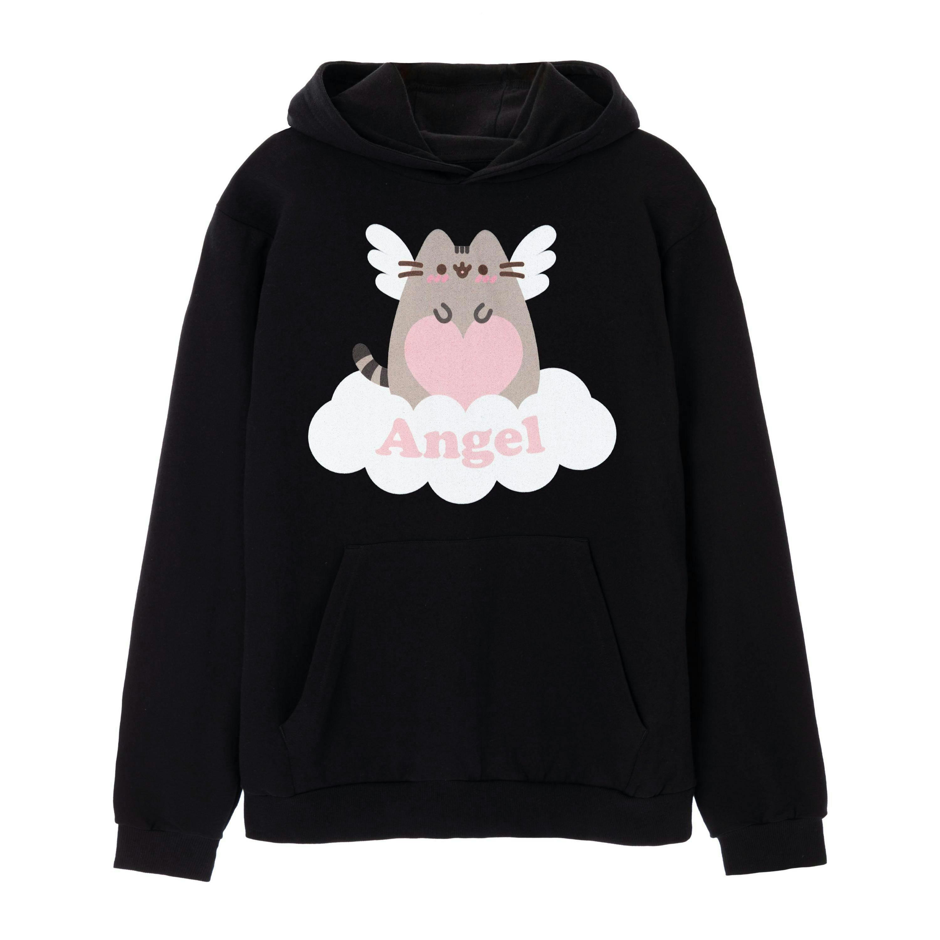 Pusheen Womens Black Angel Hoodie by Vanilla Underground , view 1 of 6