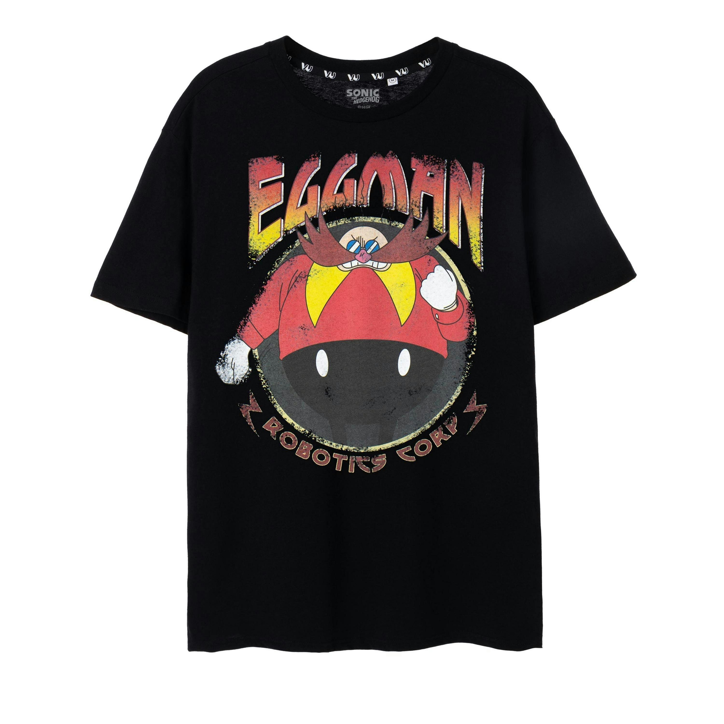 Sonic the Hedgehog Mens Black Eggman Short Sleeved T-Shirt by Vanilla Underground , view 1 of 6