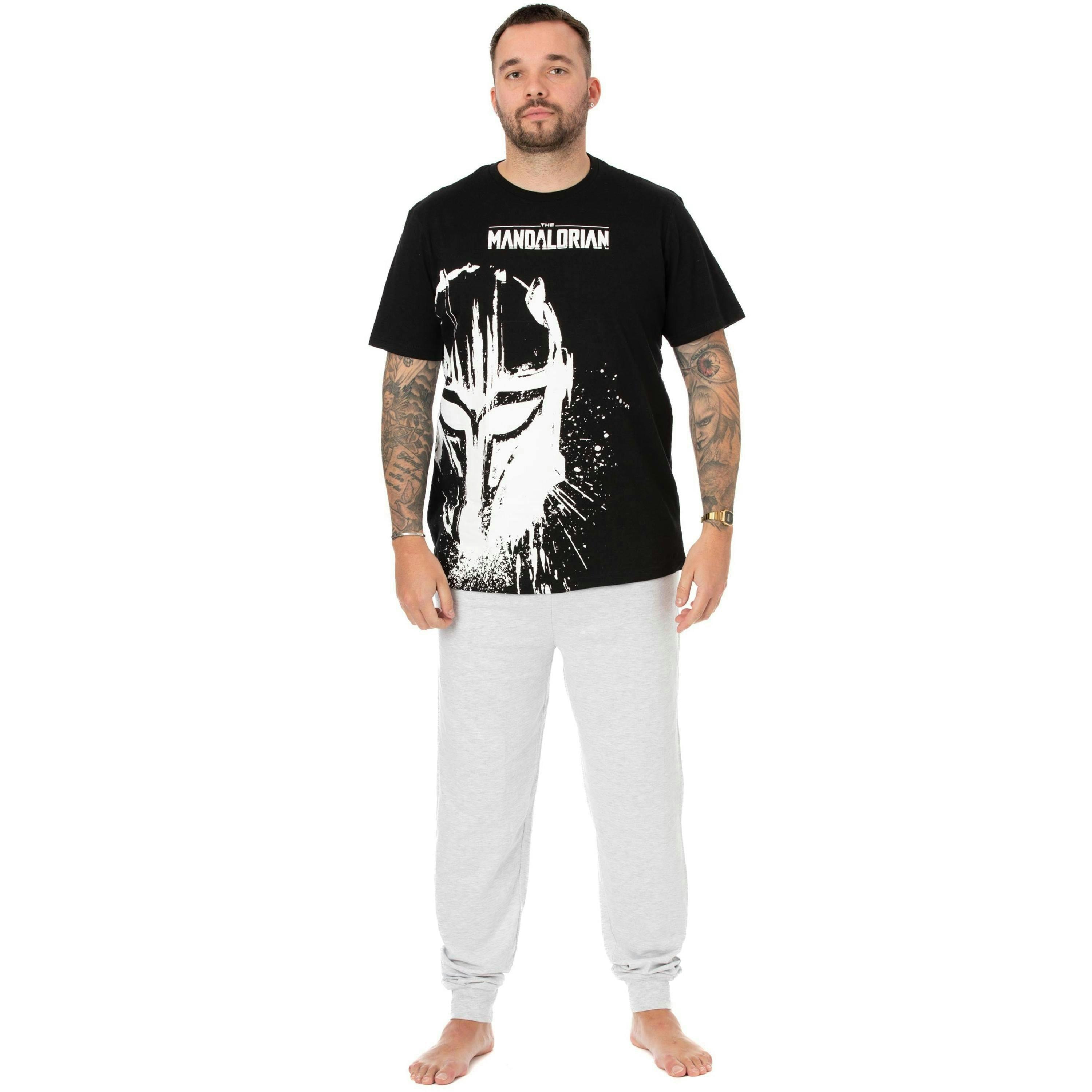 Star Wars Mens Black Din Djarin Short Sleeve Long Leg Pyjama Set by Vanilla Underground , view 1 of 6