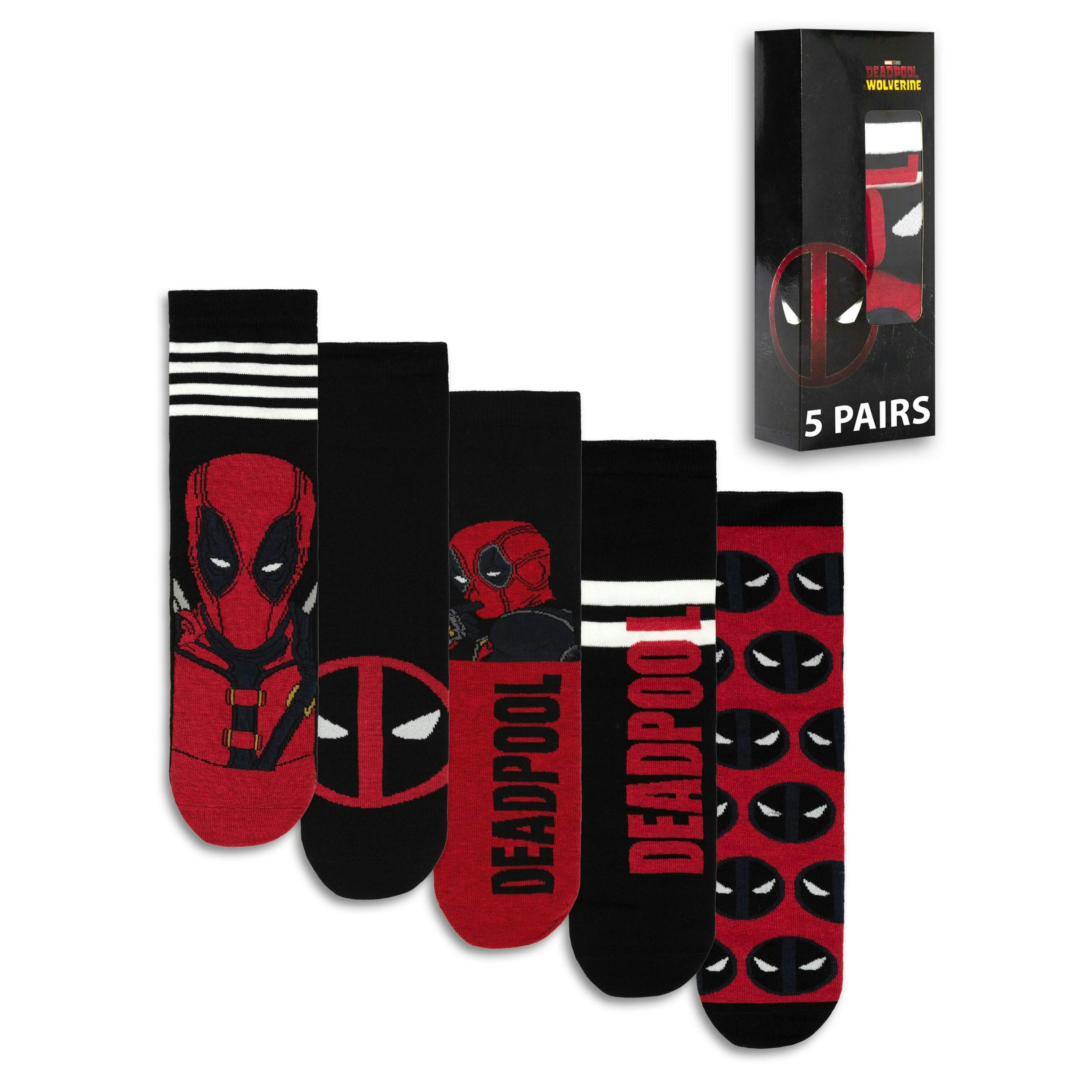 Marvel Mens Black Deadpool Calf Socks Set of 5 by Vanilla Underground , view 1 of 6