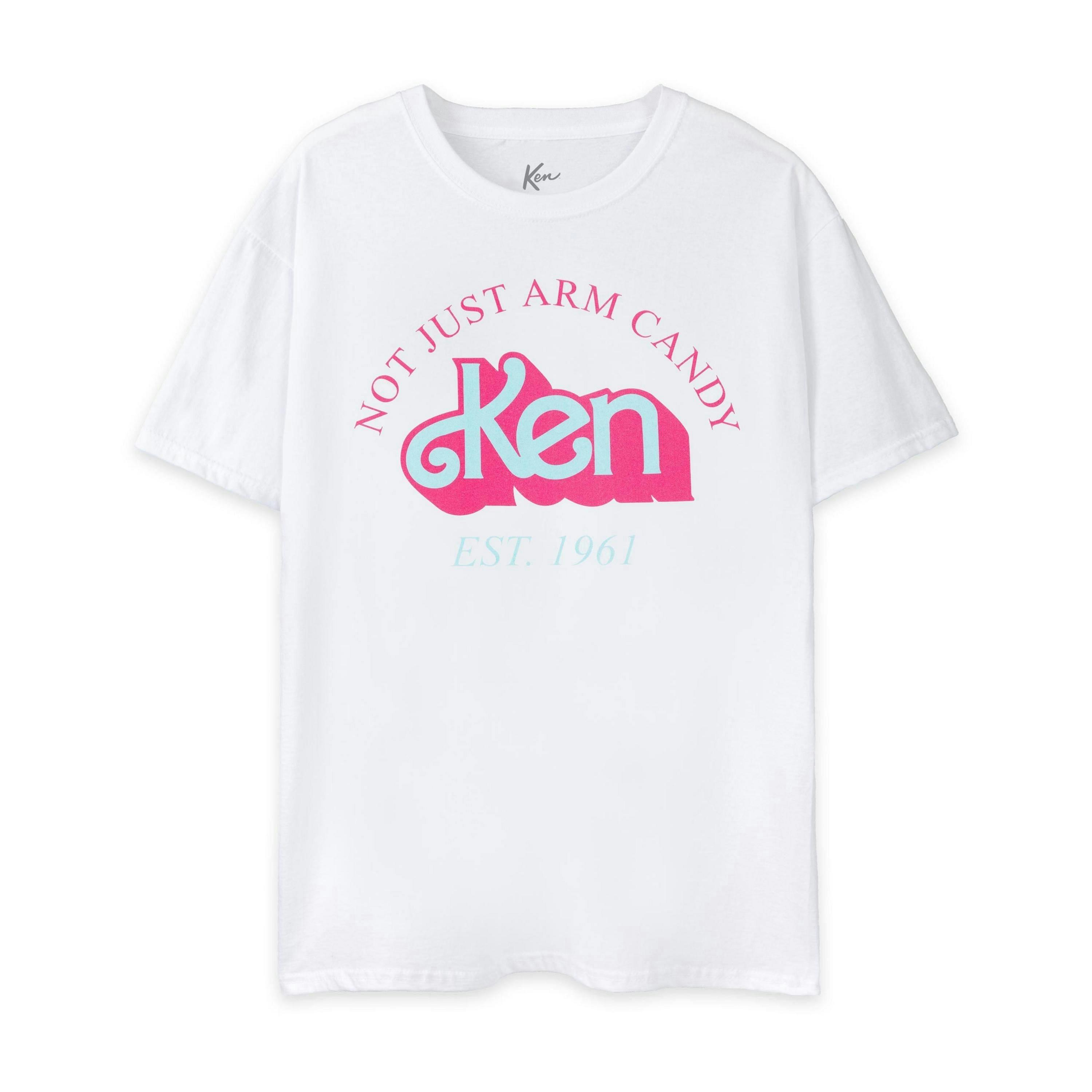 Barbie Mens White Ken Arm Candy Retro Short Sleeved T-Shirt by Vanilla Underground , view 1 of 6