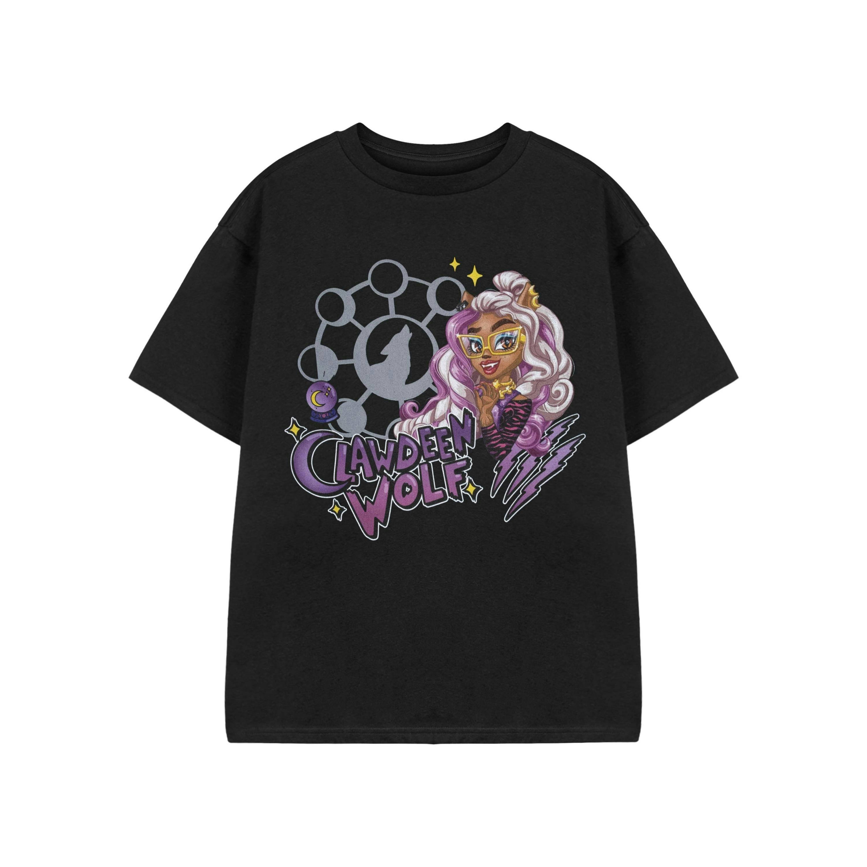 Monster High Girls Black Clawdeen Wolf Short Sleeved T-Shirt by Vanilla Underground , view 1 of 3