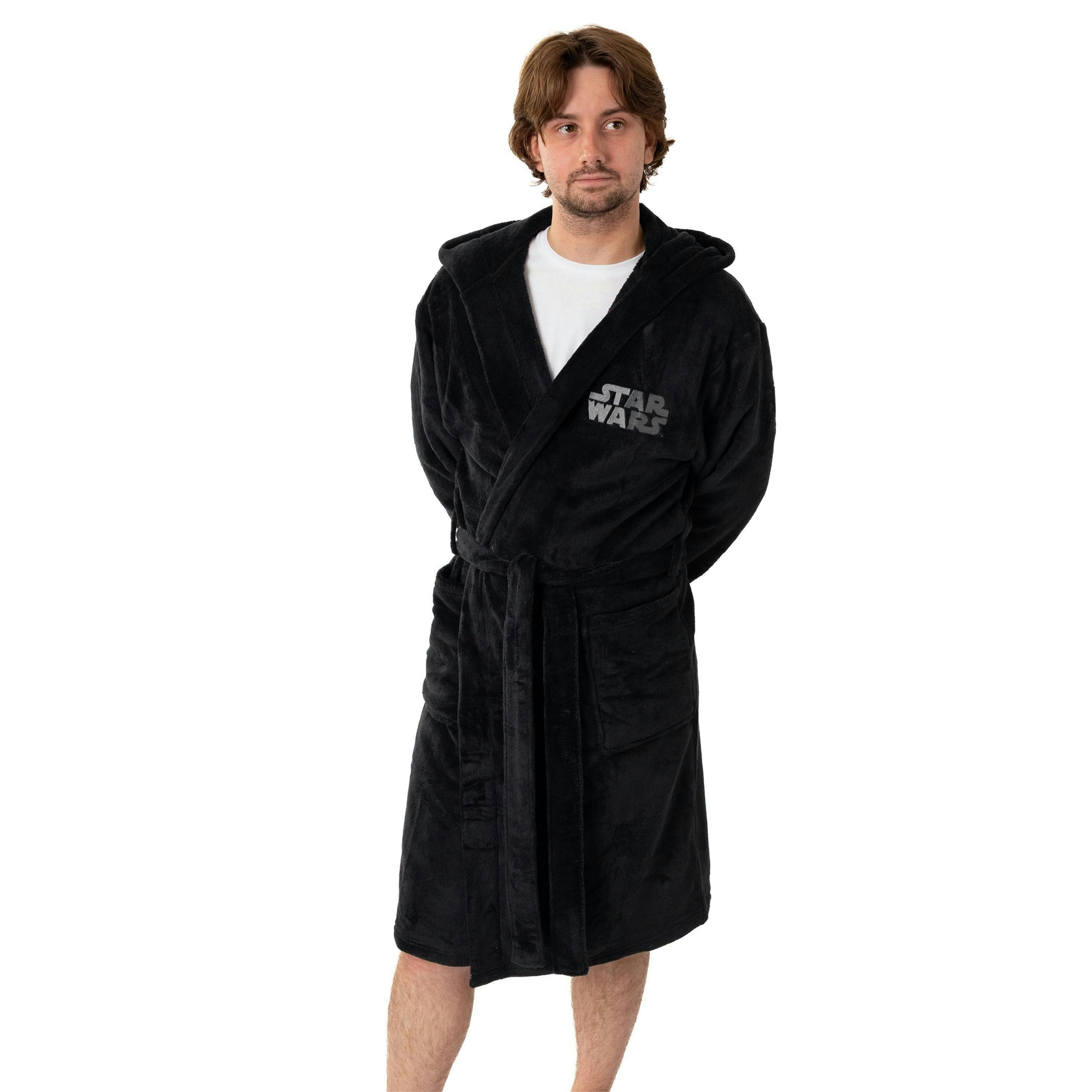 Star Wars Mens Black Darth Vader Hooded Bathrobe by Vanilla Underground , view 1 of 6