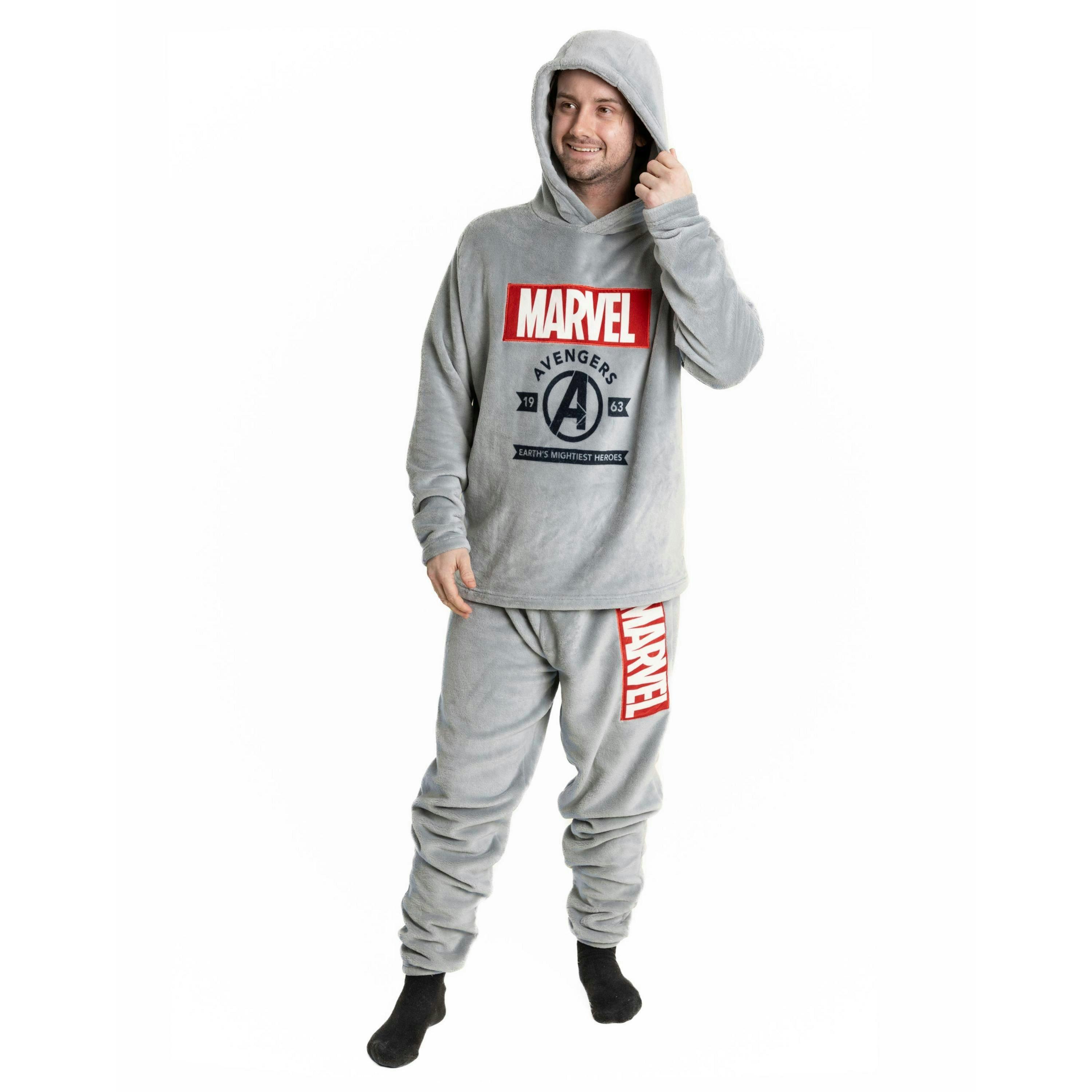 Marvel Mens Grey Avengers Long Sleeve Long Leg Pyjama Set by Vanilla Underground , view 1 of 6