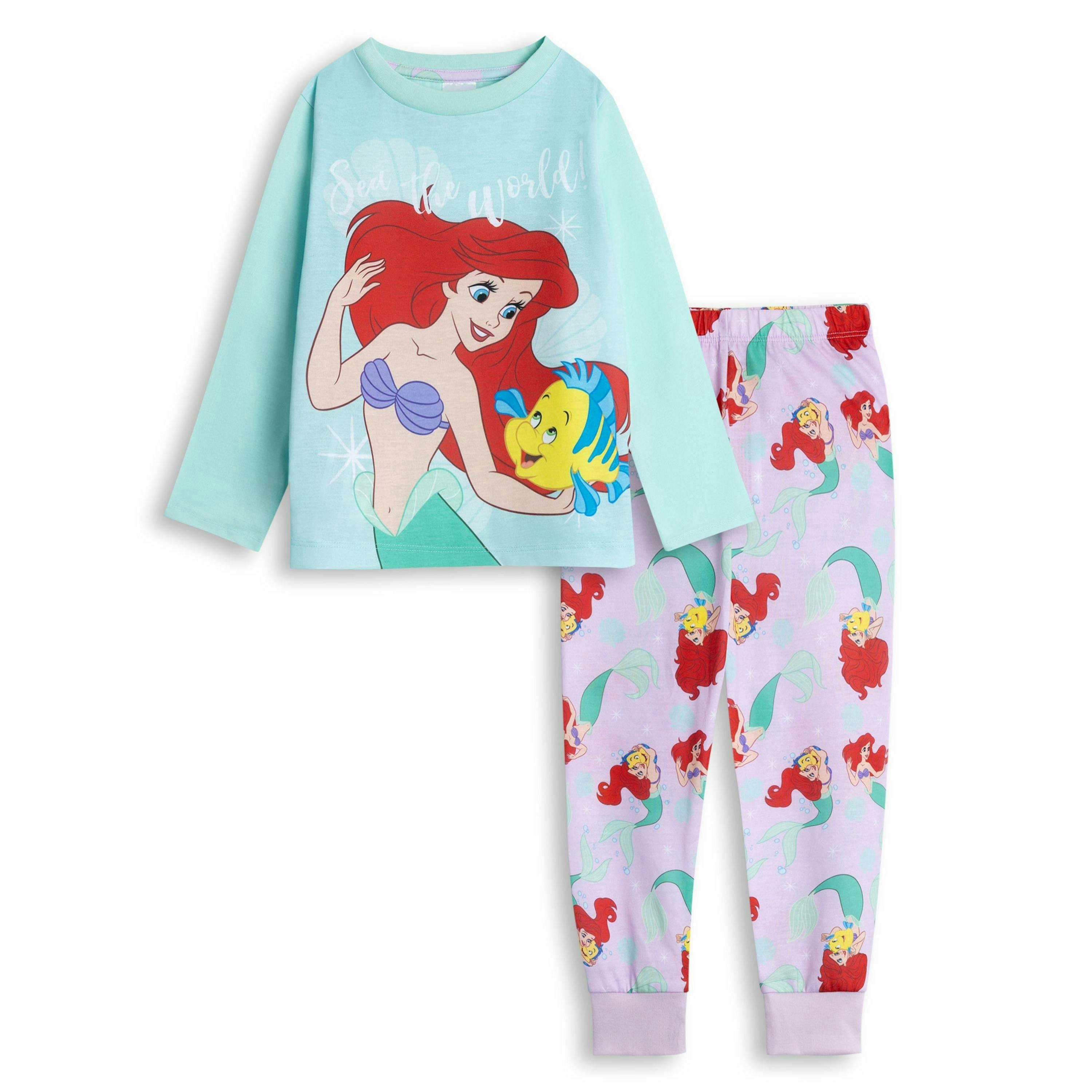 Disney The Little Mermaid Girls Blue Character Long Sleeve Long Leg Pyjama Set by Vanilla Underground , view 1 of 6