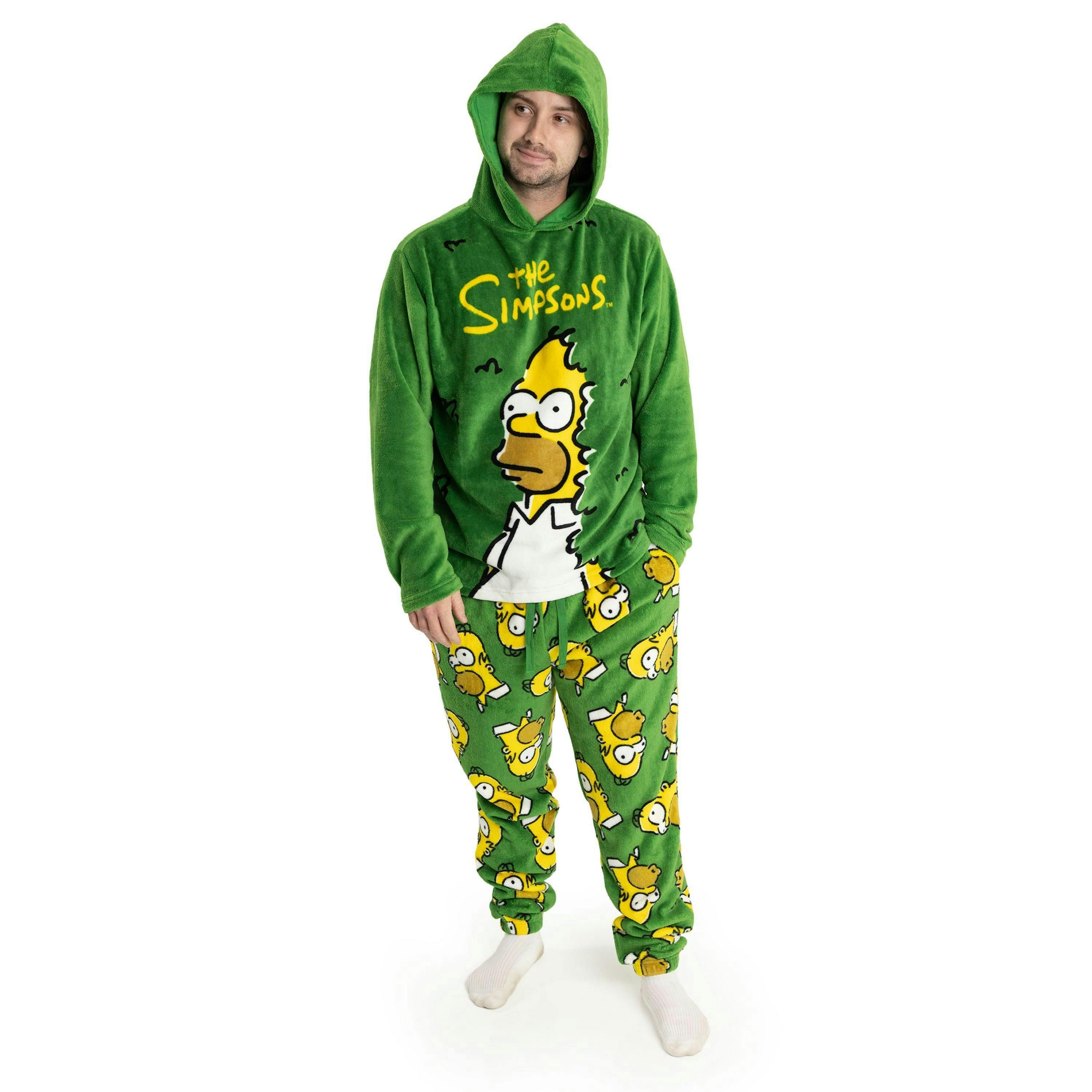 The Simpsons Mens Green Homer Long Sleeve Long Leg Pyjama Set by Vanilla Underground , view 1 of 6
