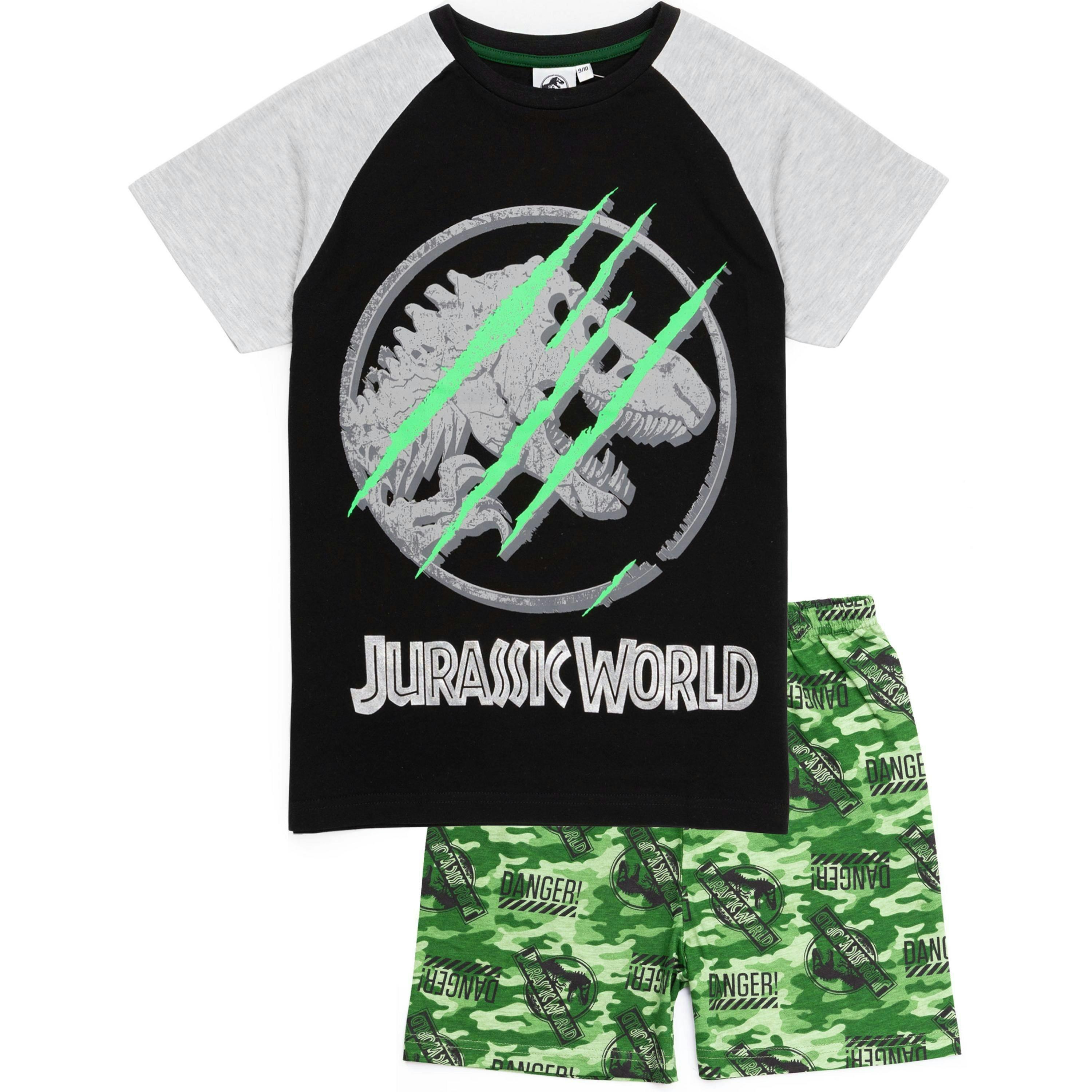 Jurassic World Boys Black Camo Logo Print Short Sleeve Short Leg Pyjama Set by Vanilla Underground , view 1 of 1
