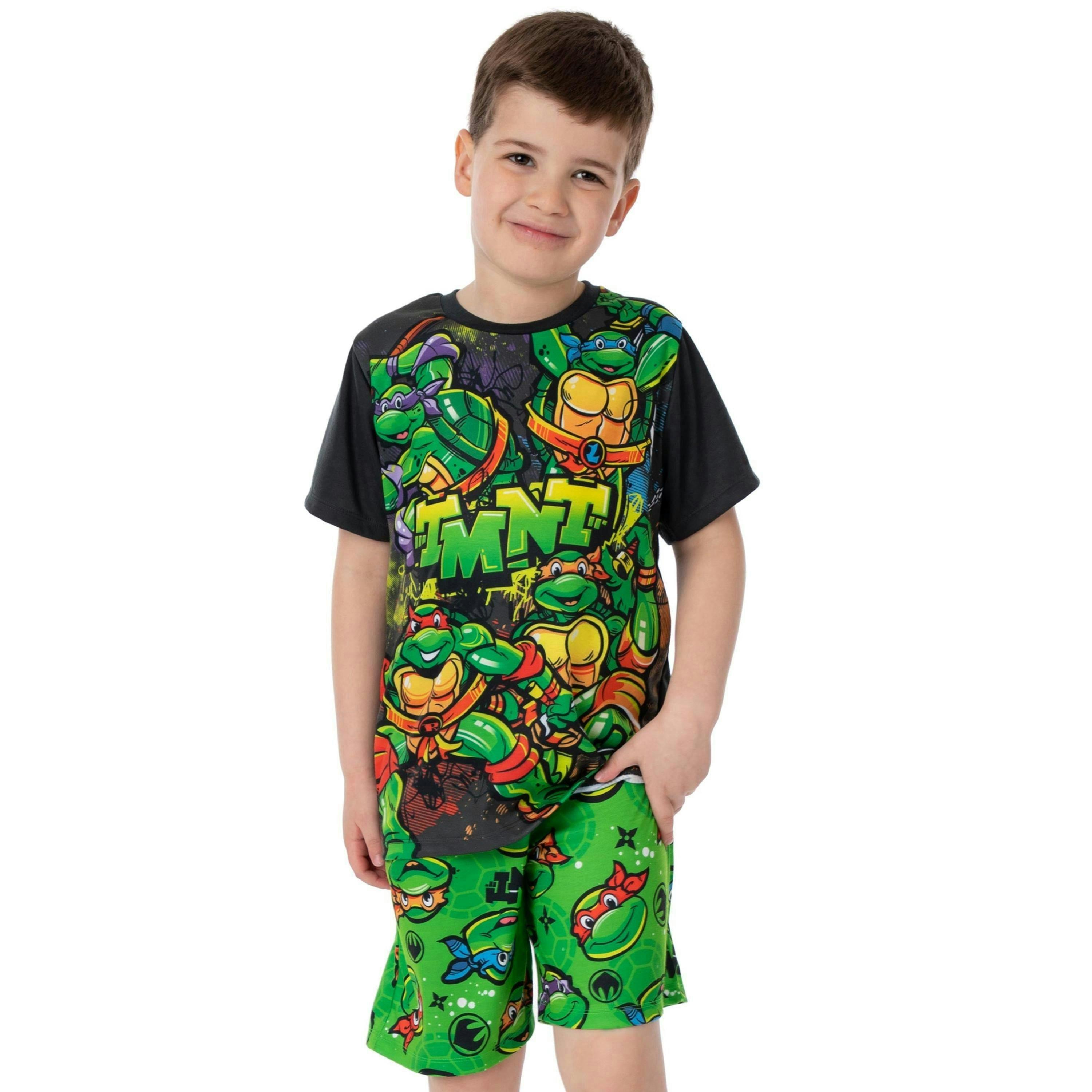 Teenage Mutant Ninja Turtles Boys Green Short Sleeve Short Leg Pyjama Set by Vanilla Underground , view 1 of 6