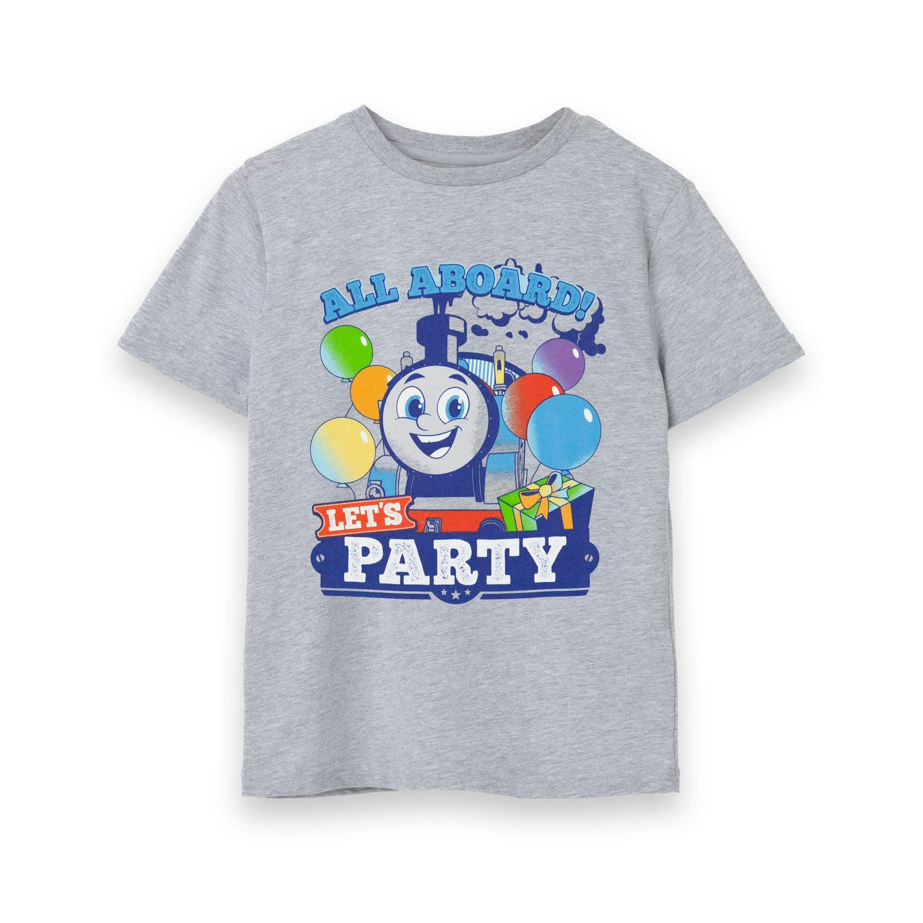 Thomas and Friends Boys Grey Let's Party Short Sleeved T-Shirt by Vanilla Underground , view 1 of 5