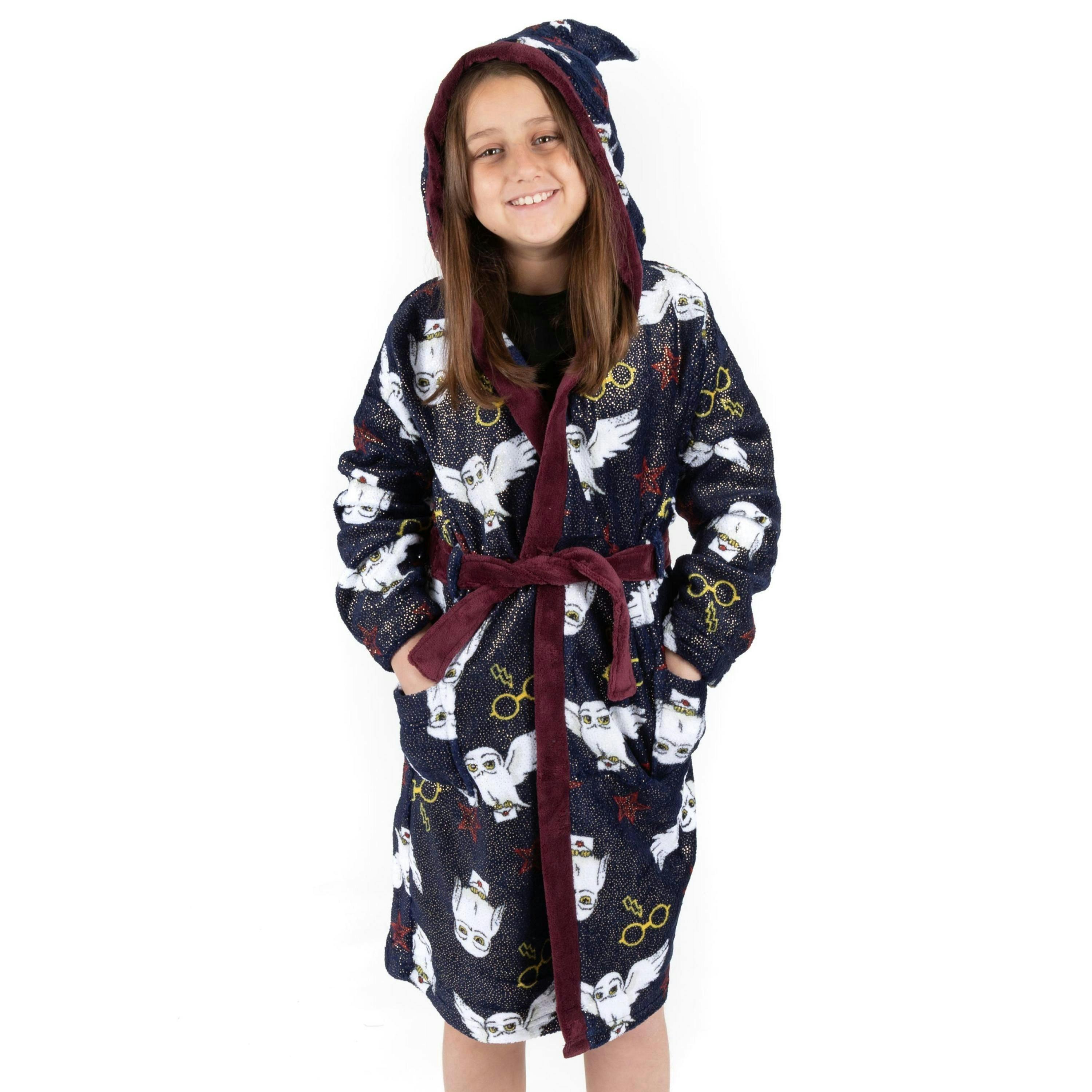 Harry Potter Girls Blue Hedwig All-Over Print Bathrobe by Vanilla Underground , view 1 of 6