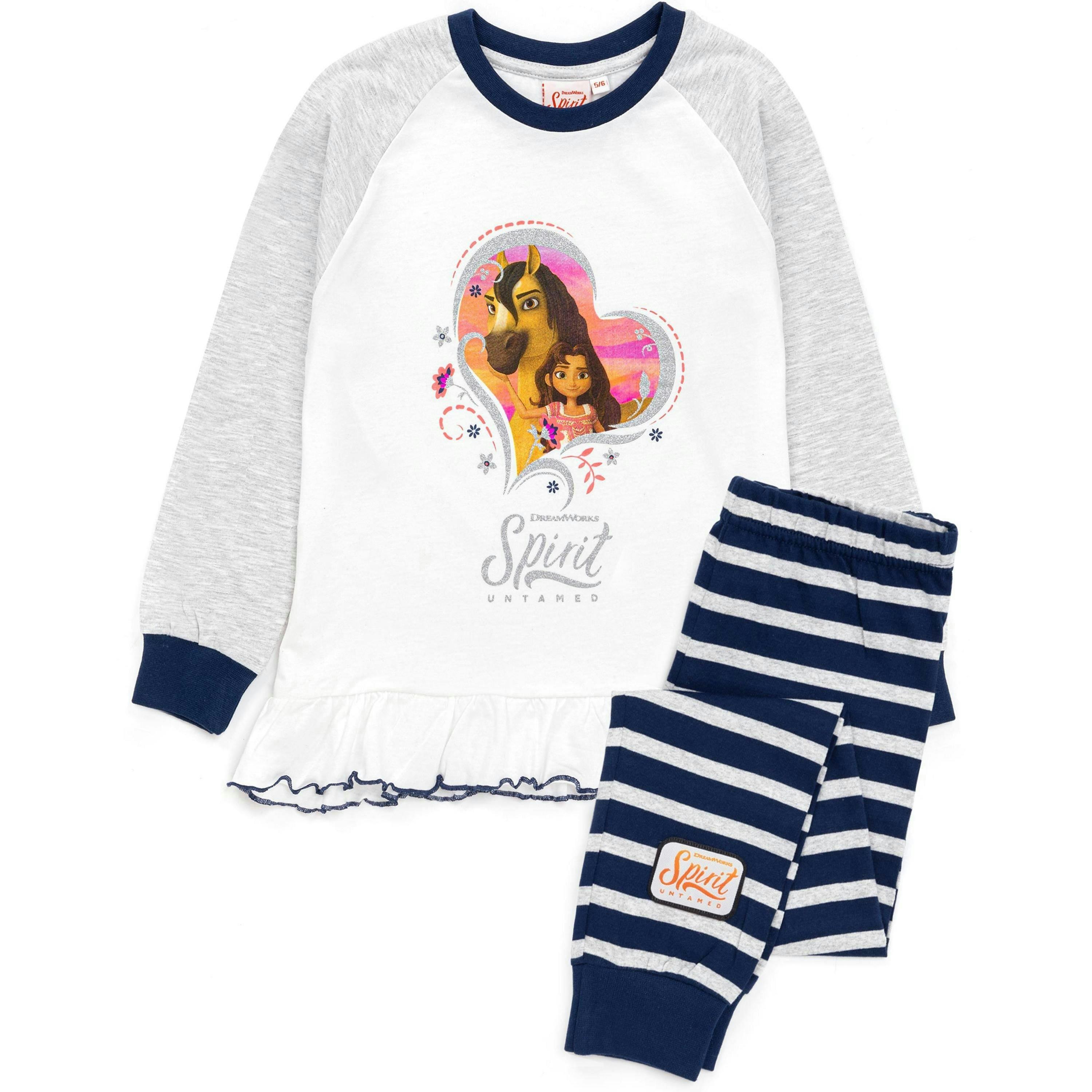 DreamWorks Girls Blue Spirit Character Placement Print Long Sleeve Long Leg Pyjama Set by Vanilla Underground , view 1 of 6