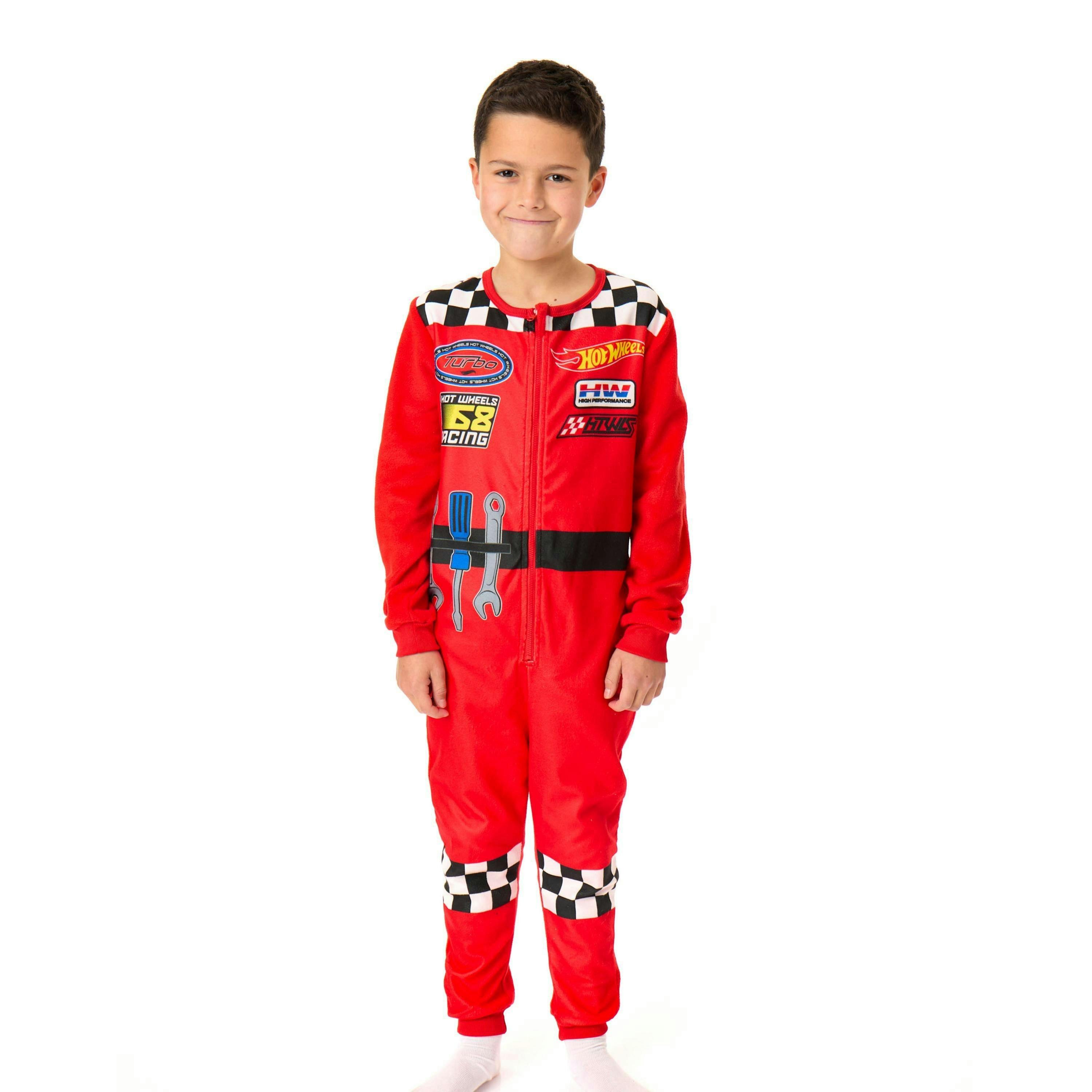 Hot Wheels Boys Red Pit Crew Style Onesie by Vanilla Underground , view 1 of 6
