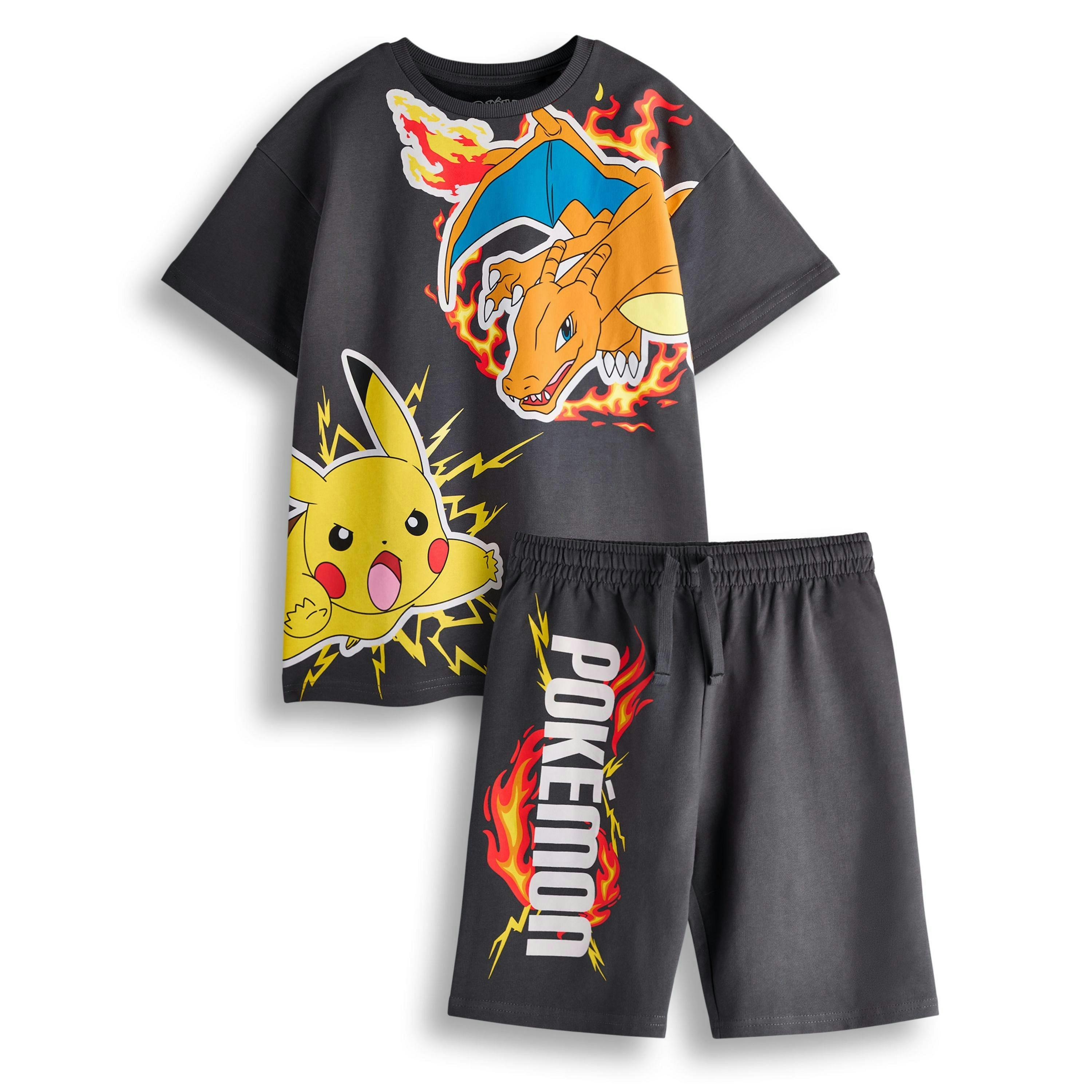Pokemon Boys Black Pikachu & Charazard T-Shirt and Shorts Set by Vanilla Underground , view 1 of 6