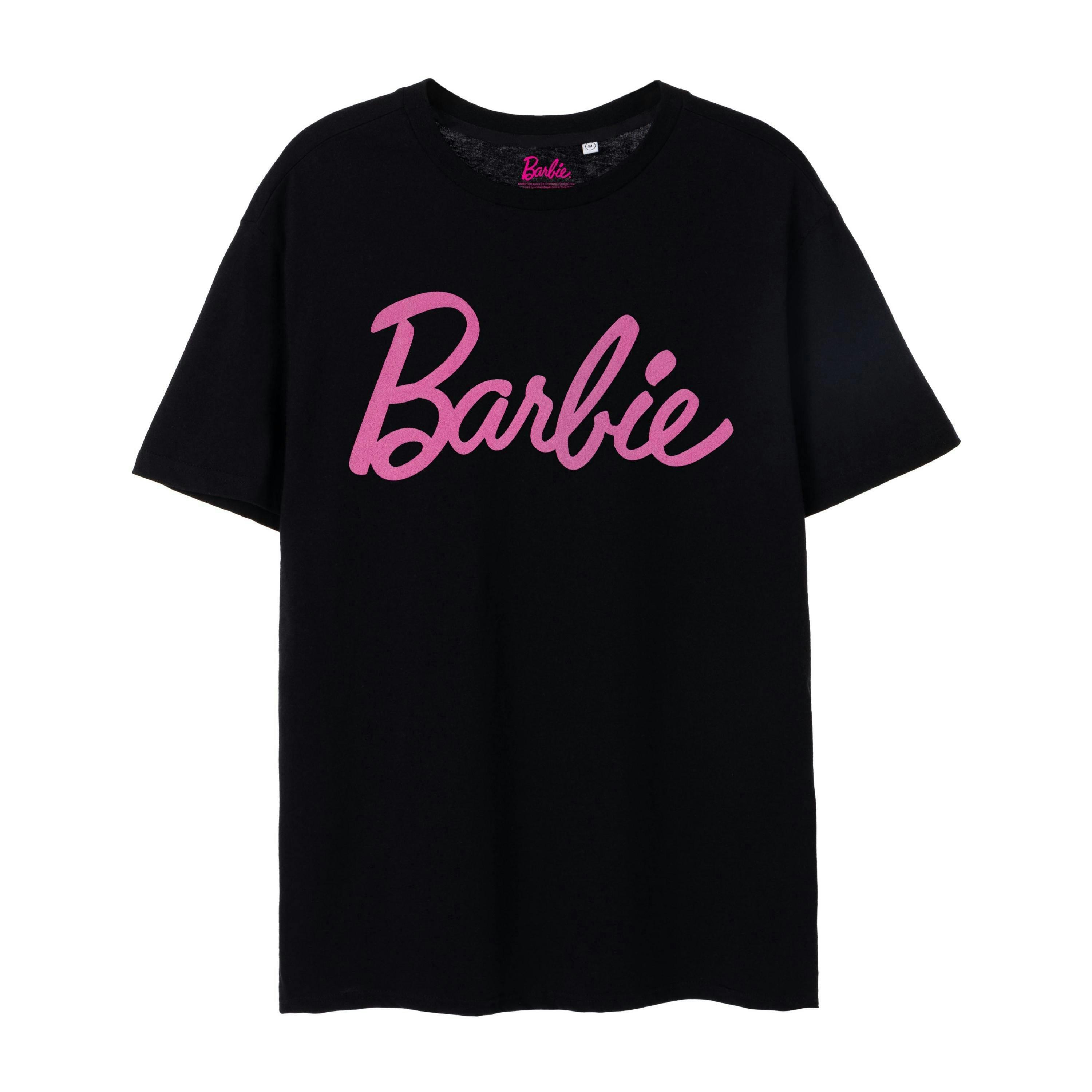 Barbie Womens Black Classic Logo Short Sleeved T-Shirt by Vanilla Underground , view 1 of 6