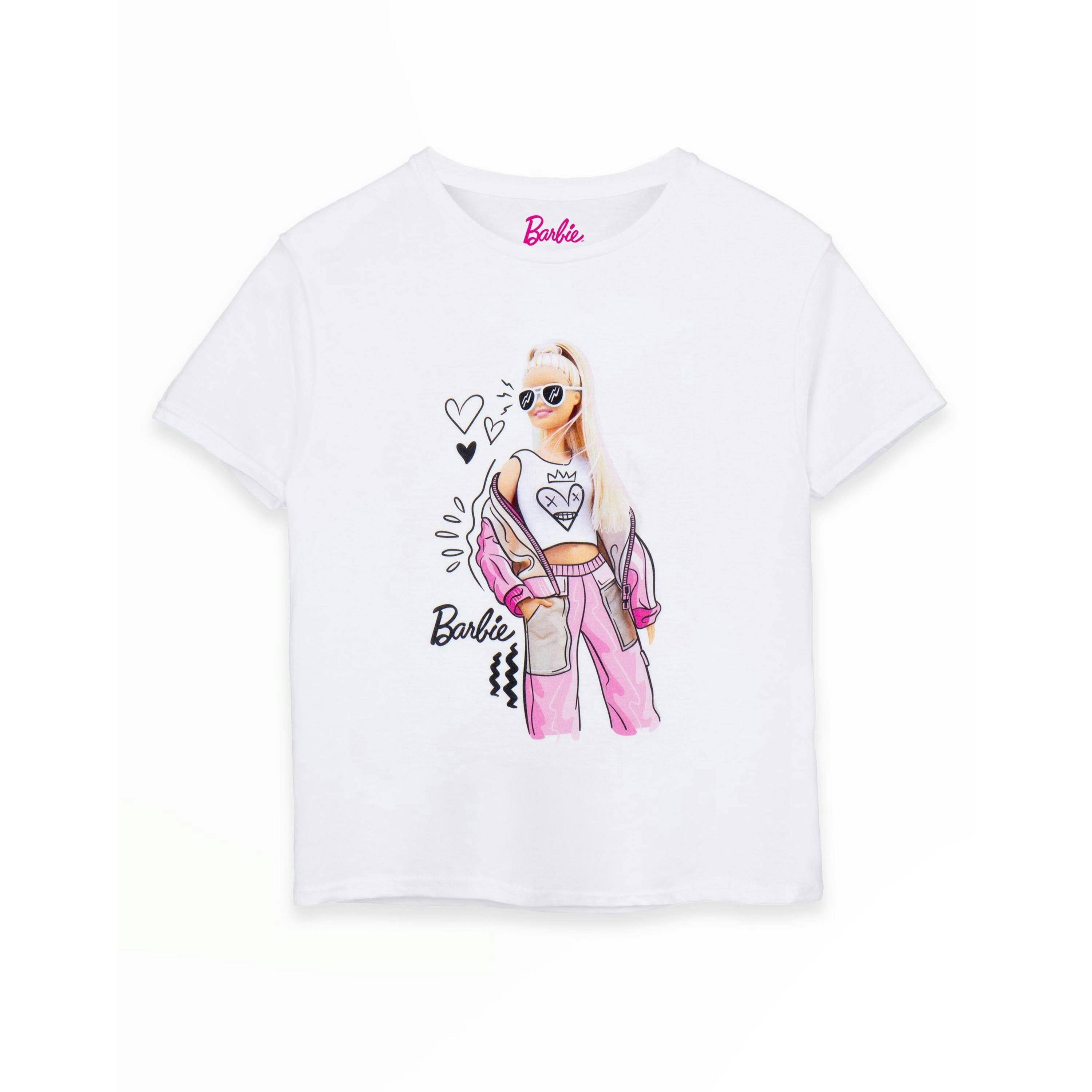 Barbie Girls White Doodle Pose Short Sleeved T-Shirt by Vanilla Underground , view 1 of 6