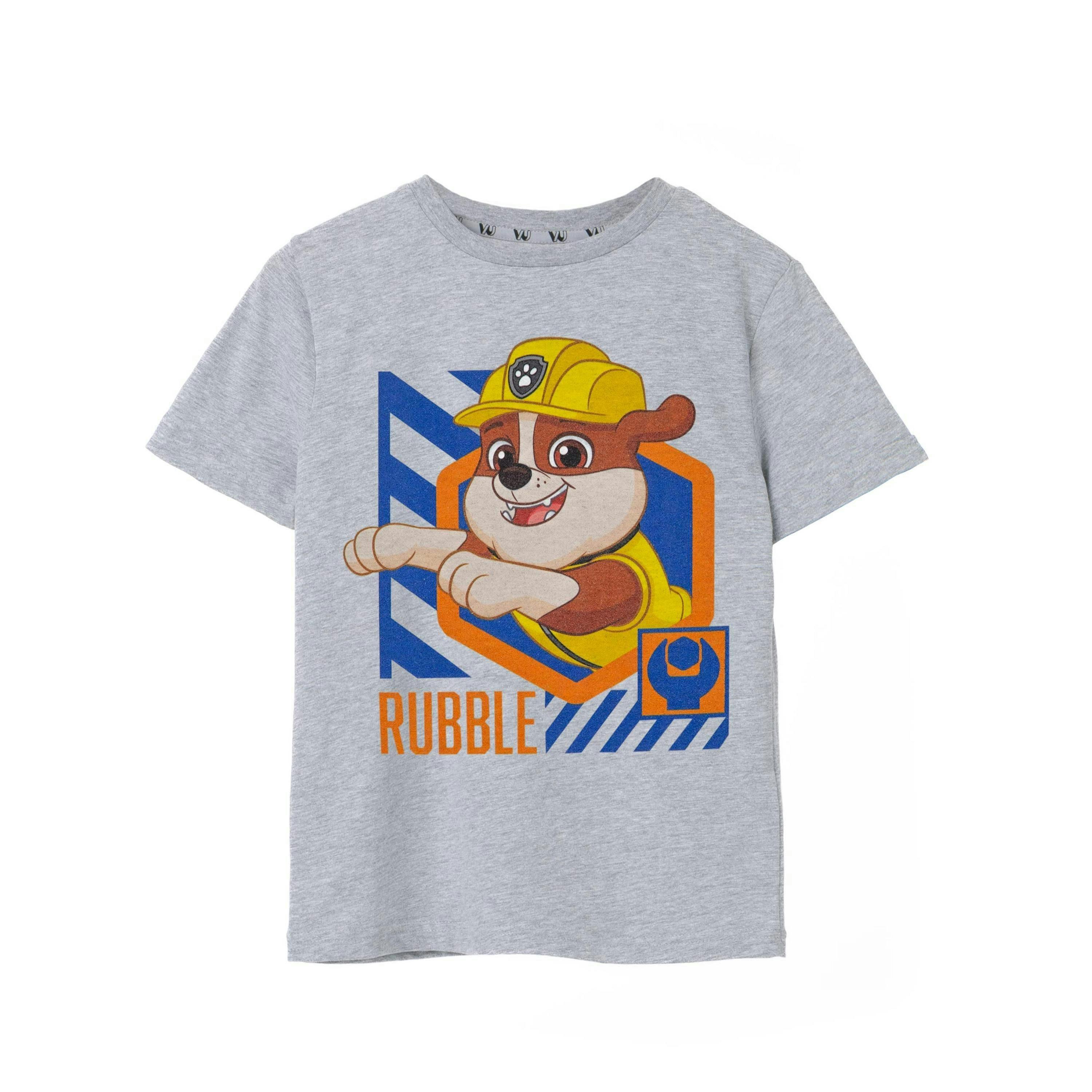 Paw Patrol Boys Grey Rubble Short Sleeved T-Shirt by Vanilla Underground , view 1 of 6