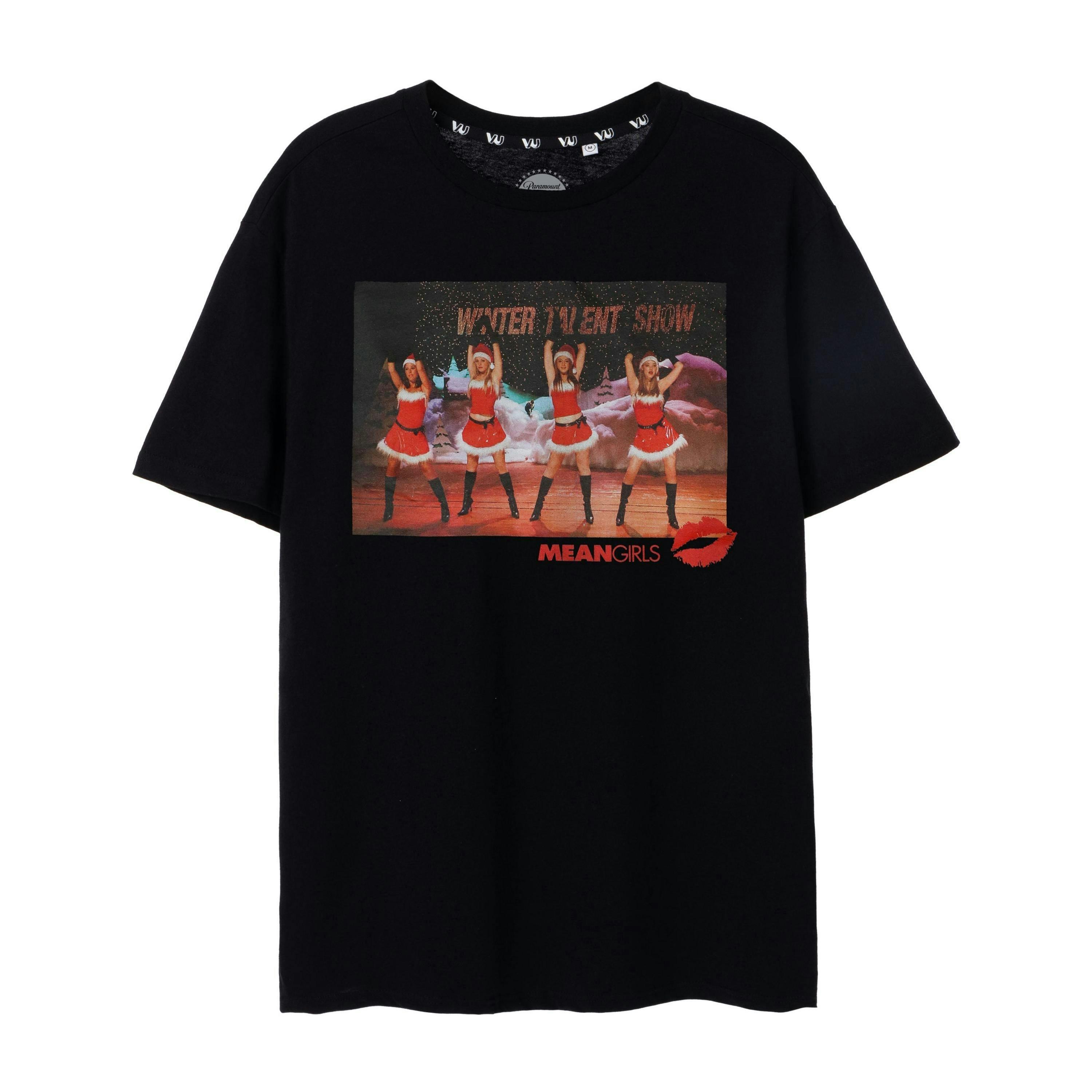 Mean Girls Womens Black Jingle Bell Rock Short Sleeved T-Shirt by Vanilla Underground , view 1 of 6
