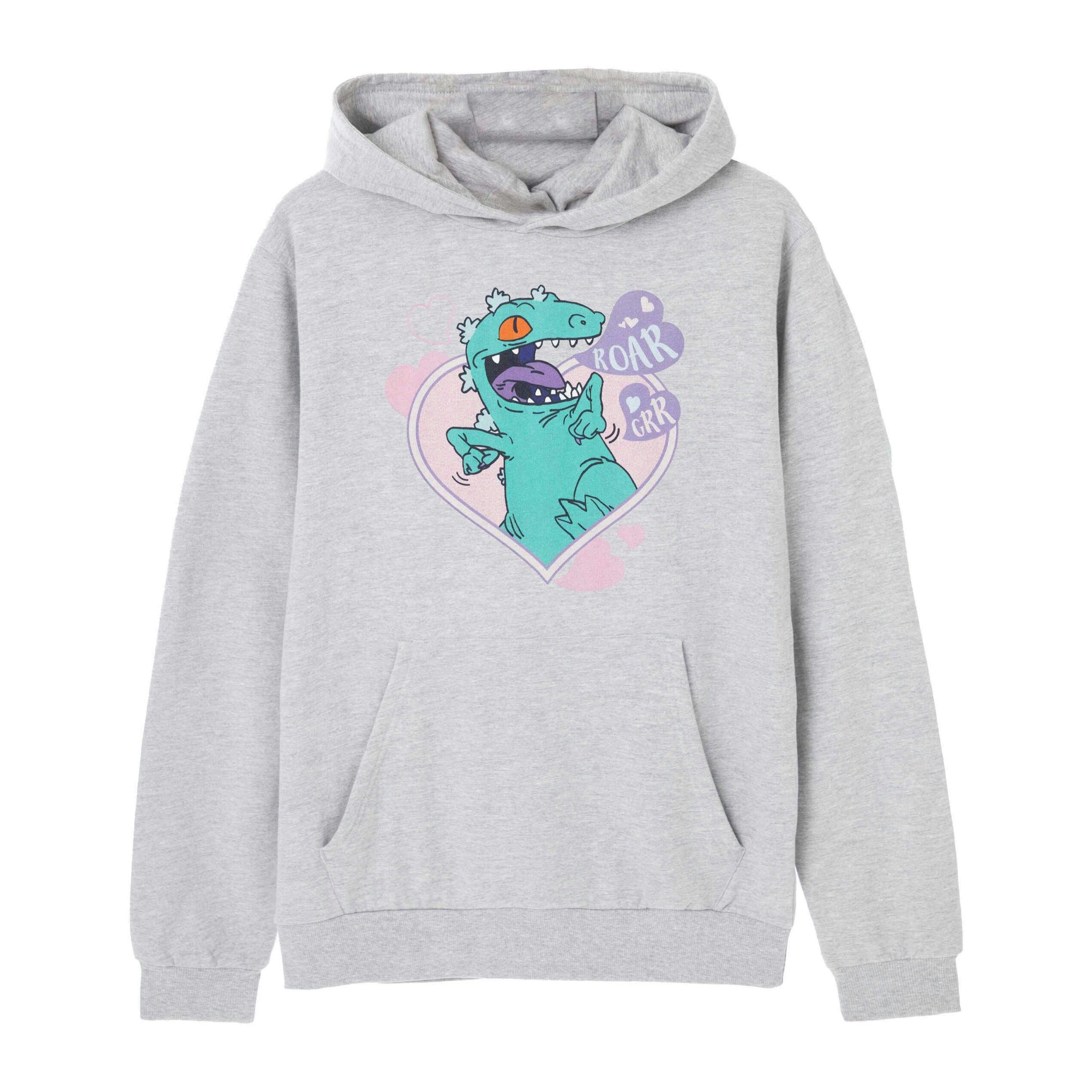 Rugrats Womens Grey Reptar Love Hoodie by Vanilla Underground , view 1 of 6