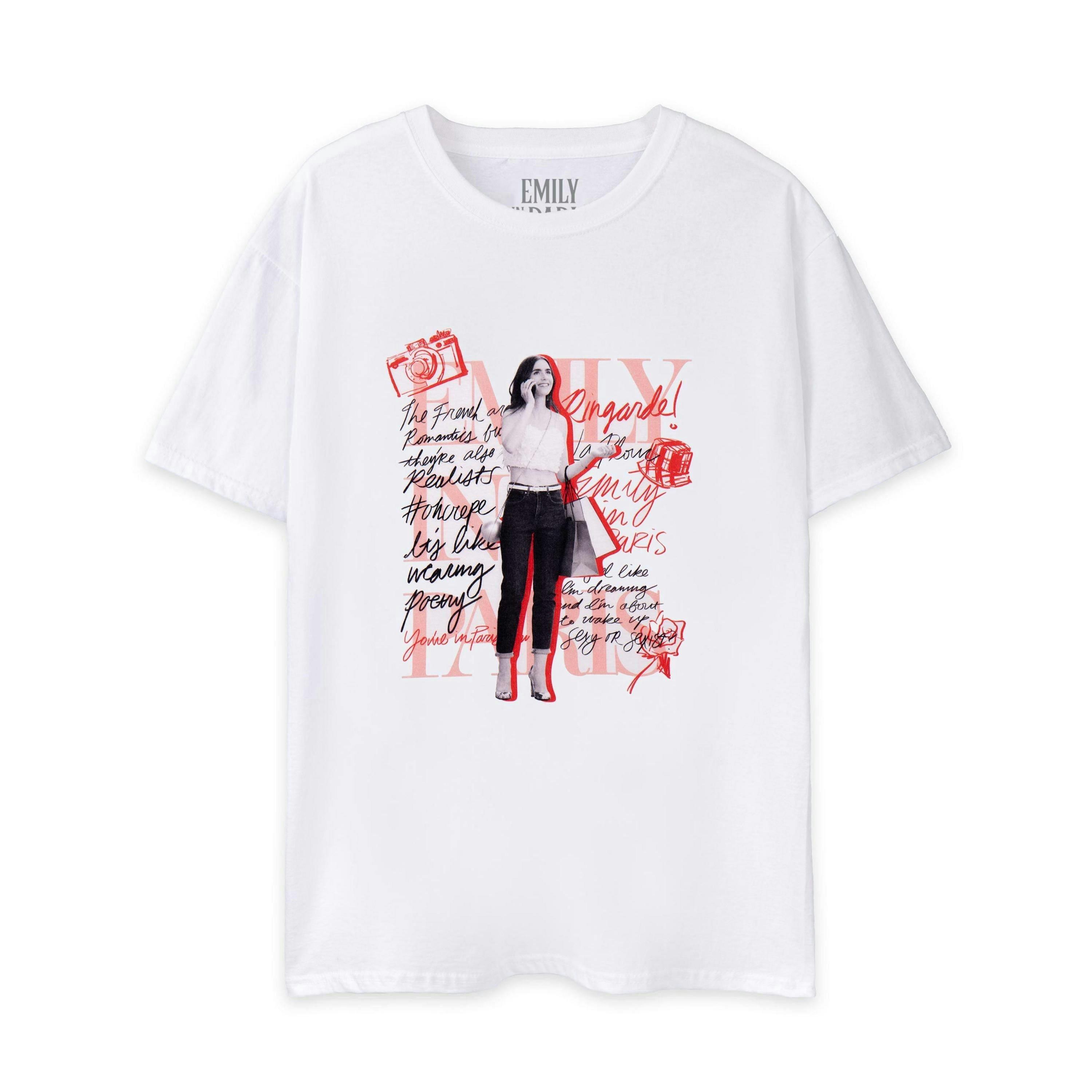 Emily In Paris Womens White Mono Typography Short Sleeved T-Shirt by Vanilla Underground , view 1 of 6