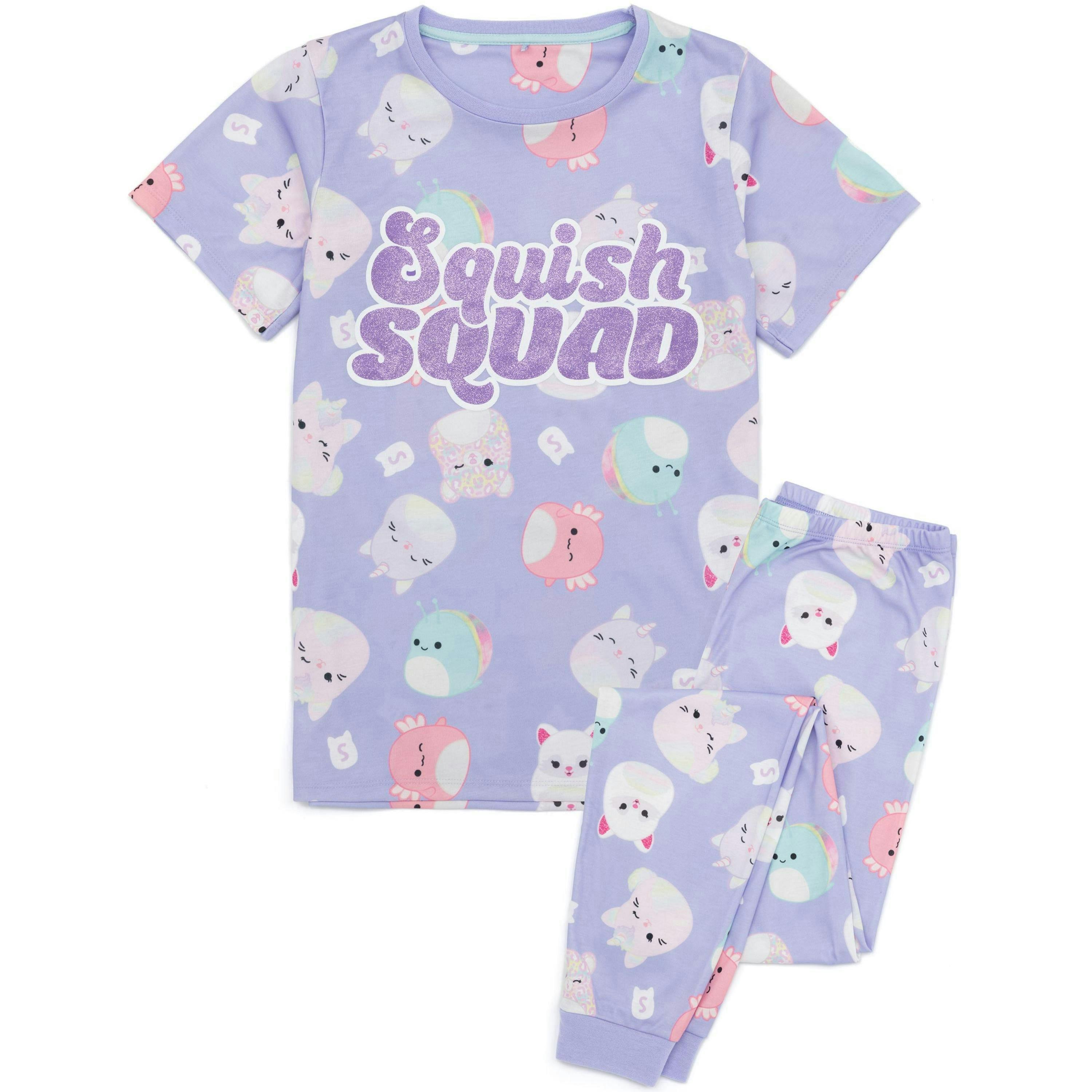 Squishmallows Unisex Kids Purple Short Sleeve Long Leg Pyjama Set by Vanilla Underground , view 1 of 6