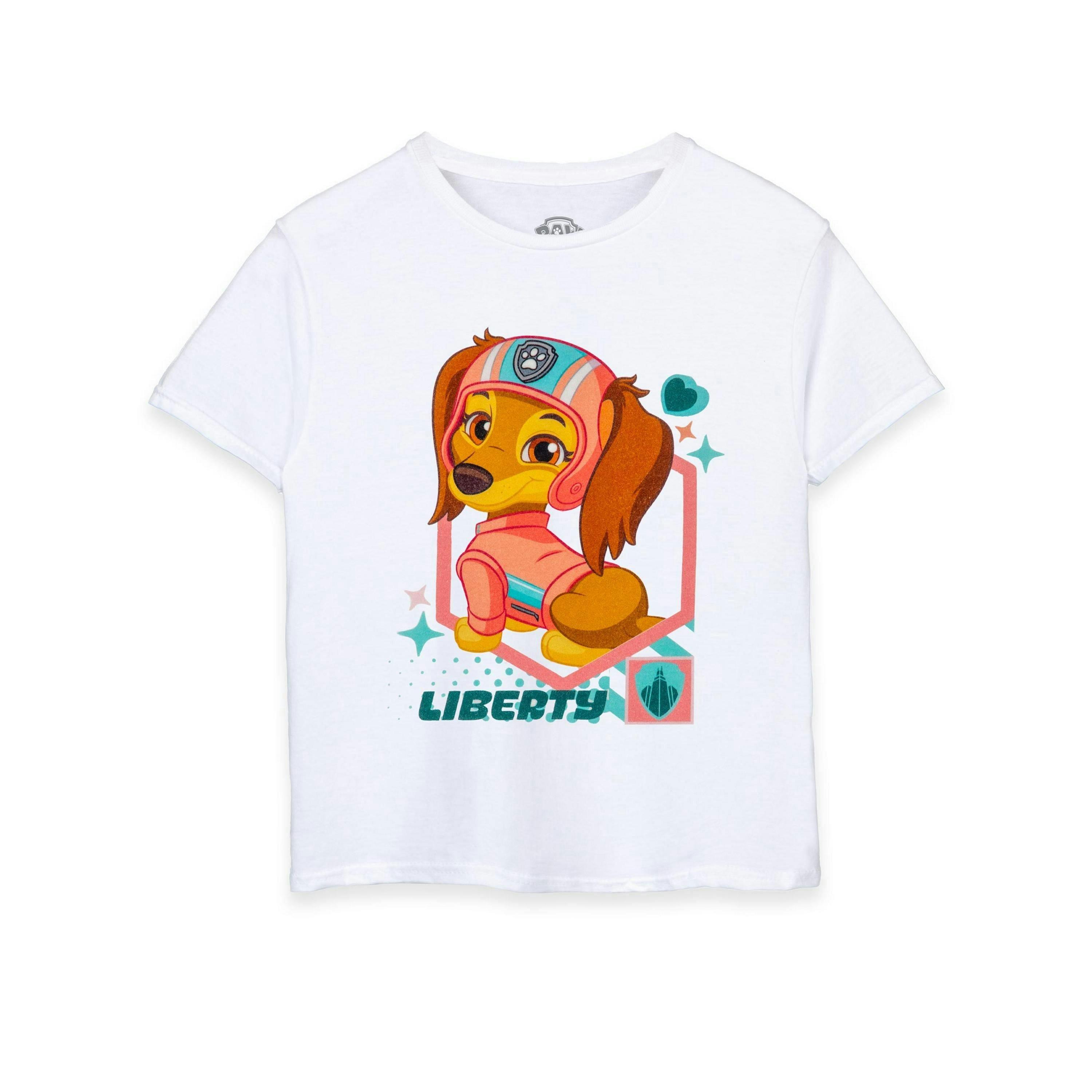 Paw Patrol Girls White Liberty Short Sleeved T-Shirt by Vanilla Underground , view 1 of 6